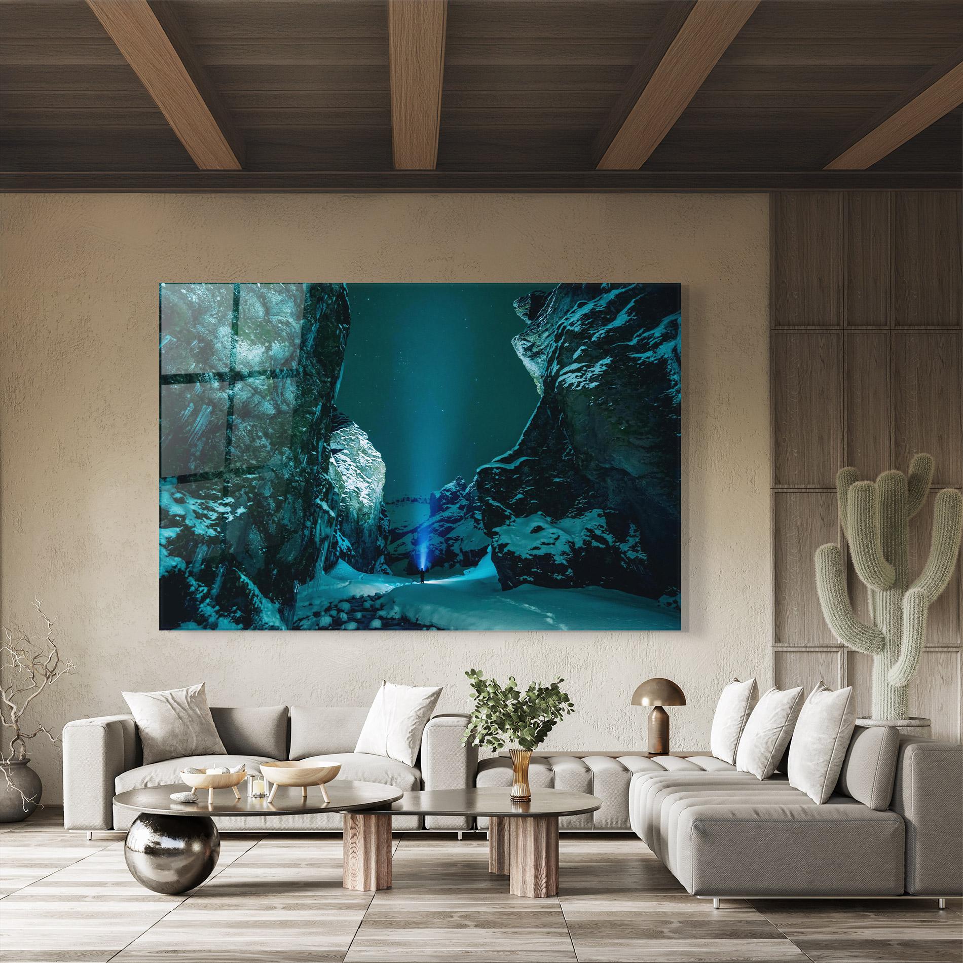 Obraz na Szkle Green Light Mountain mockup 8