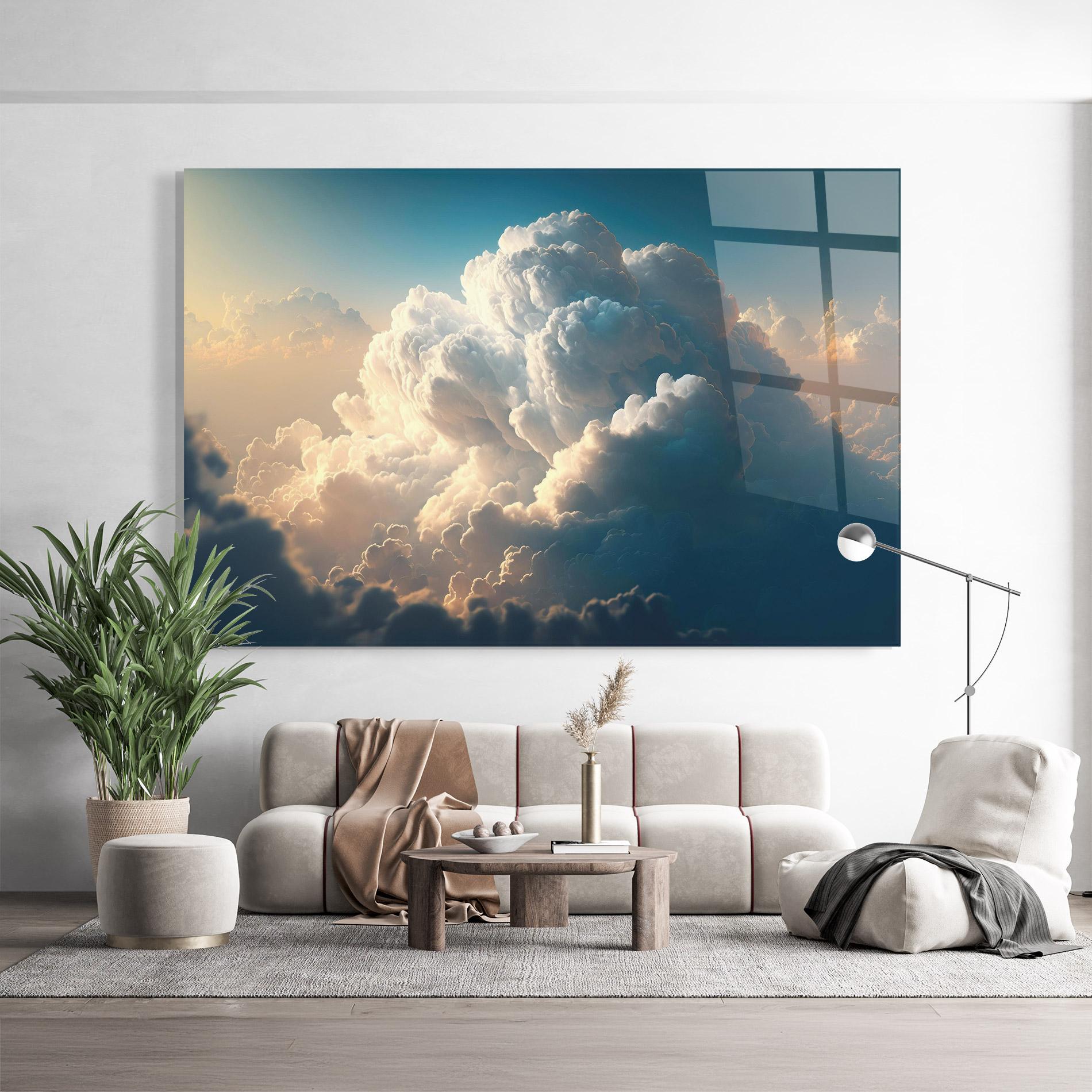 Obraz na Szkle Big Puffy Clouds mockup 9