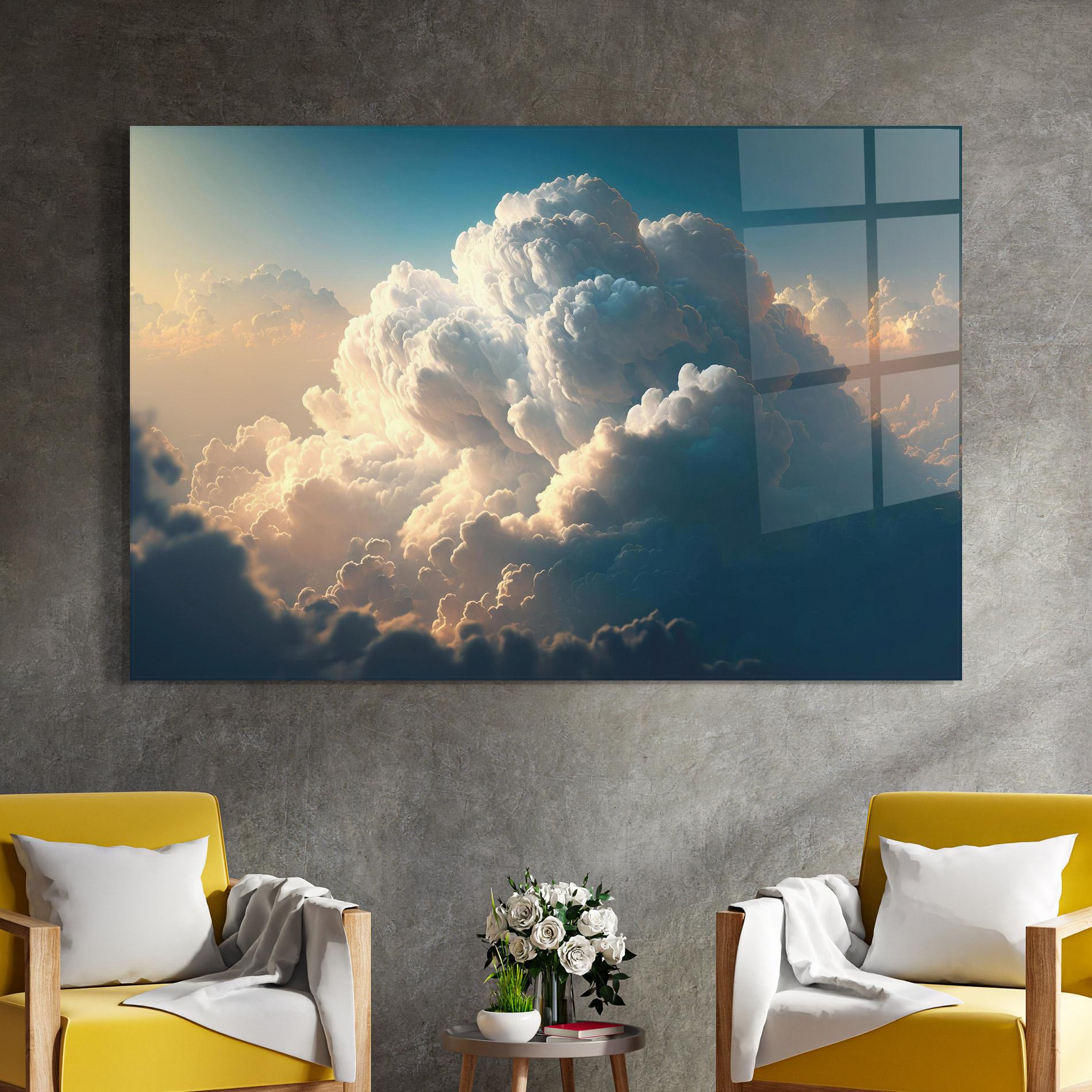 Obraz na Szkle Big Puffy Clouds mockup 4