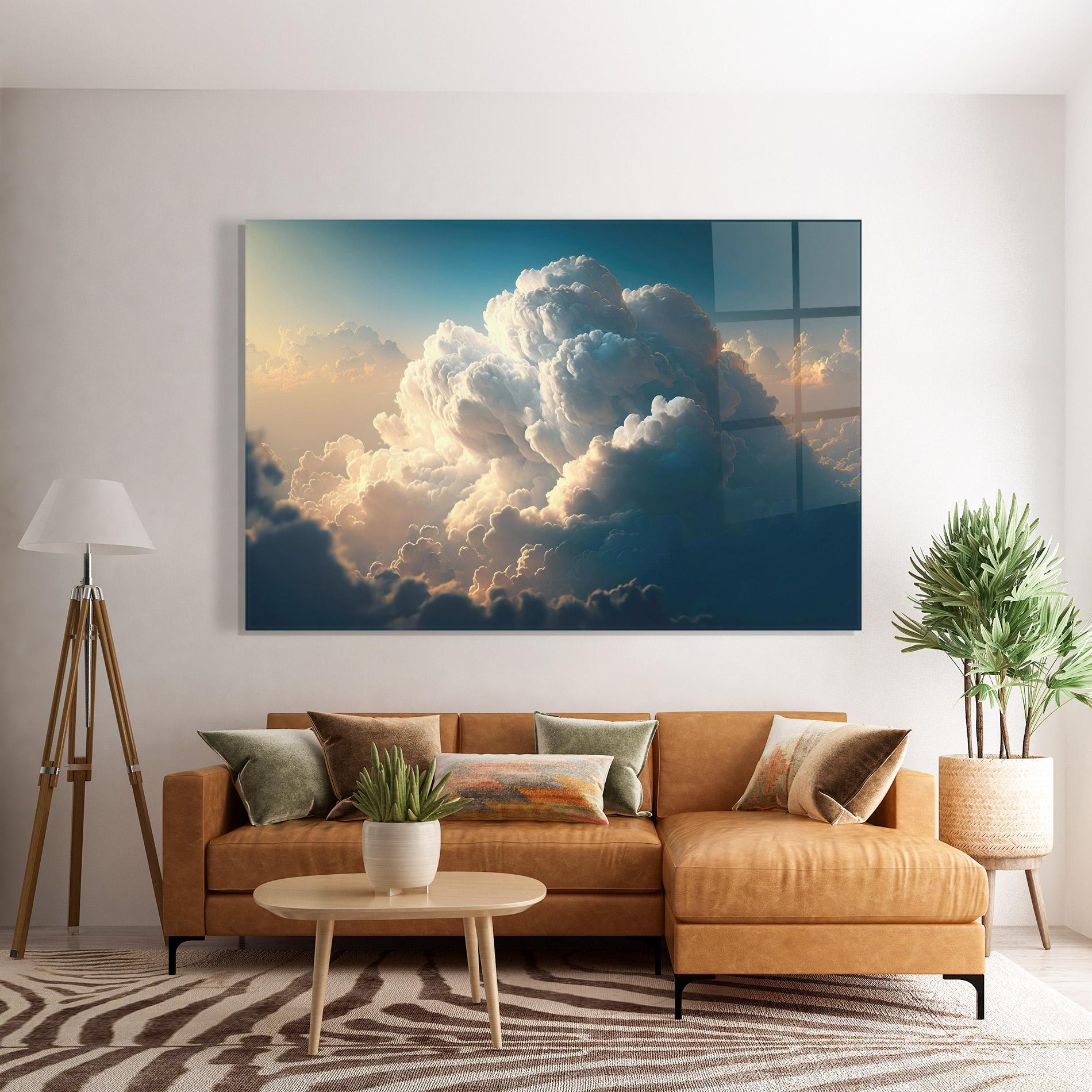 Obraz na Szkle Big Puffy Clouds mockup 7