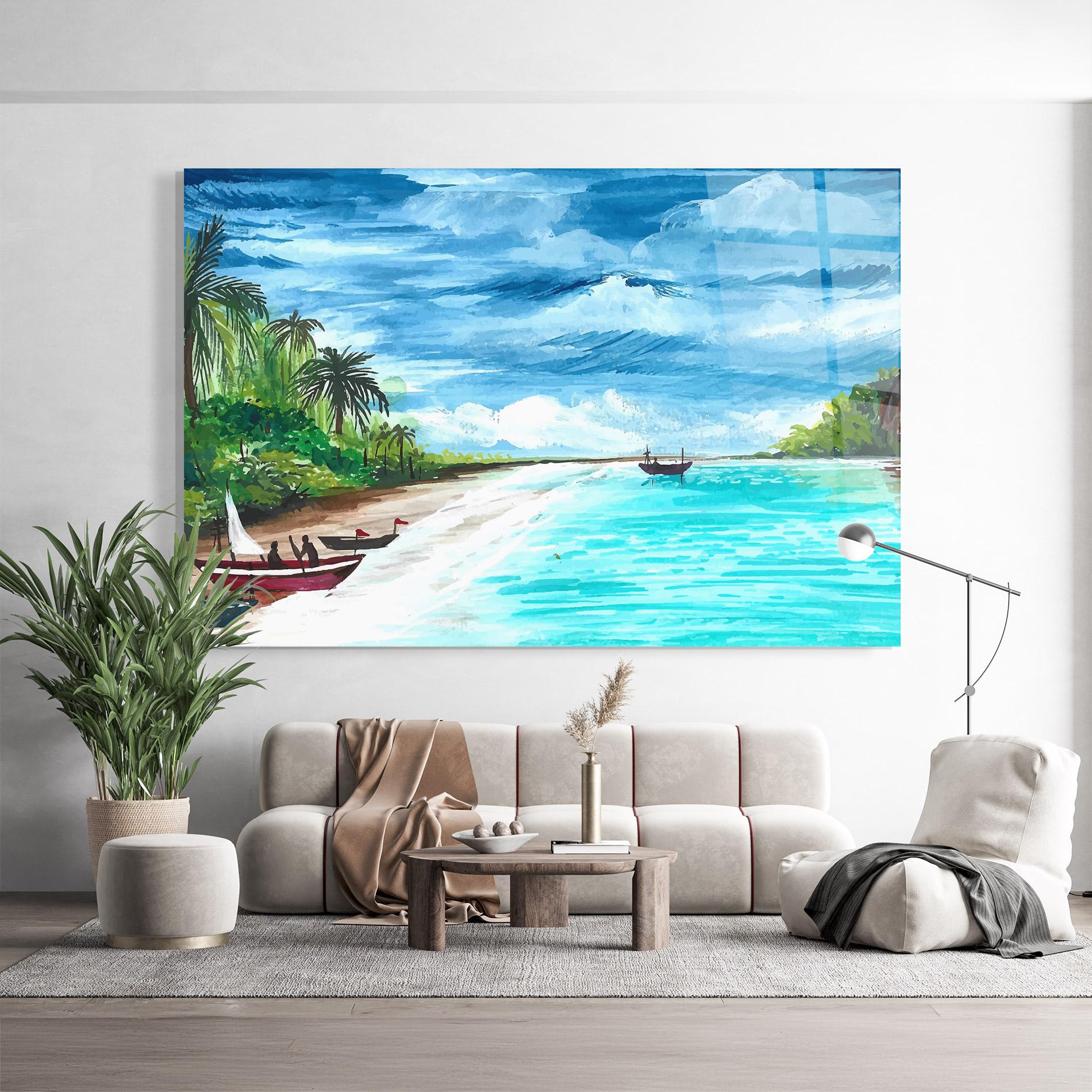 Obraz na Szkle Beach Painting Art mockup 9