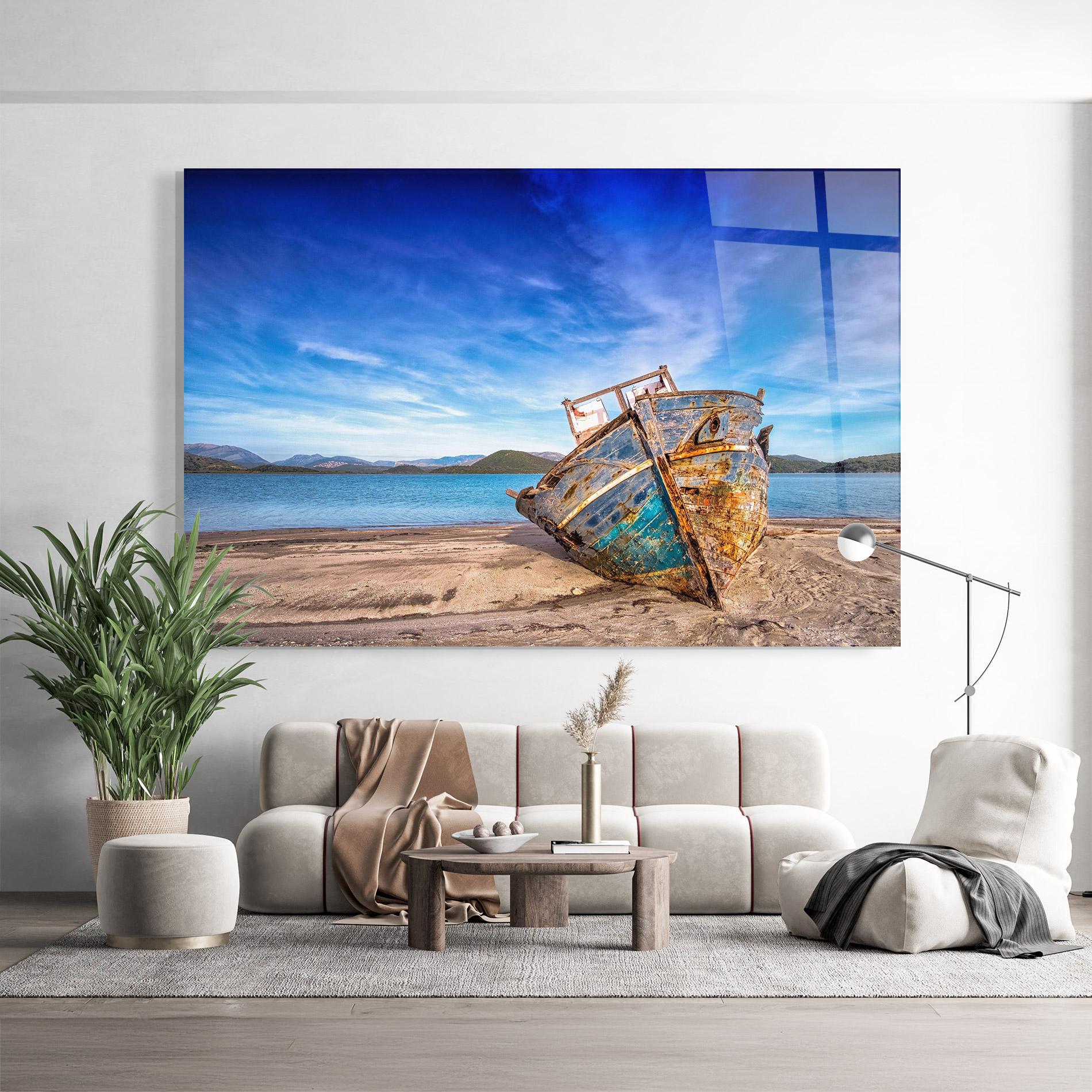 Obraz na Szkle Boat Blue Sky mockup 9