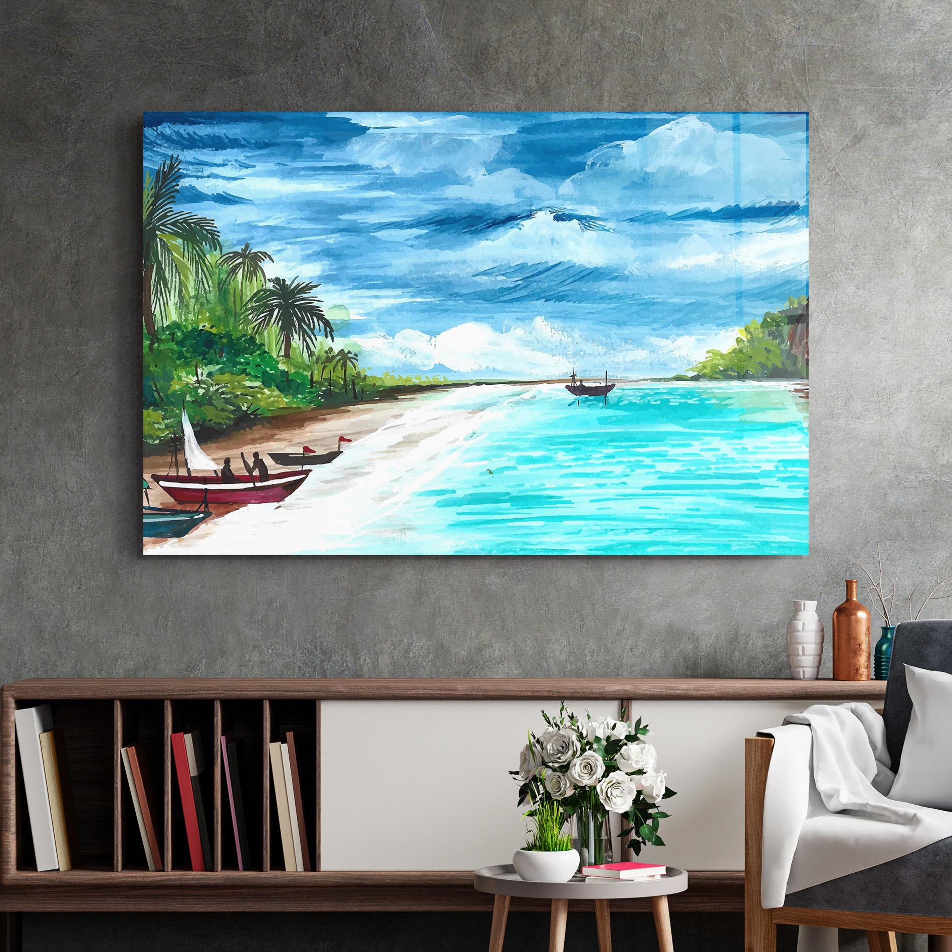 Obraz na Szkle Beach Painting Art mockup 2