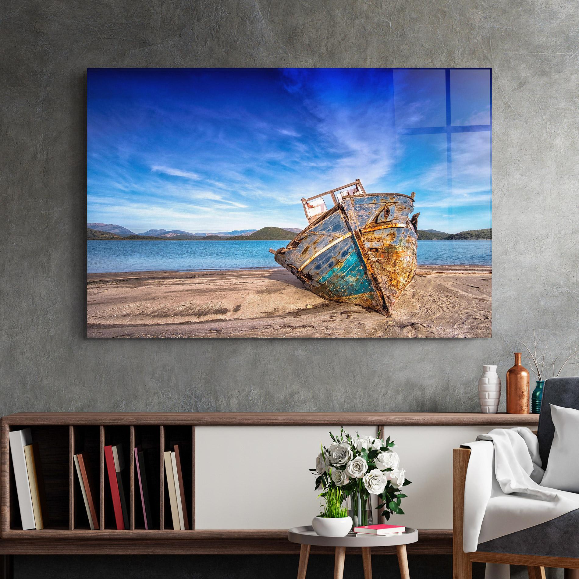 Obraz na Szkle Boat Blue Sky mockup 2