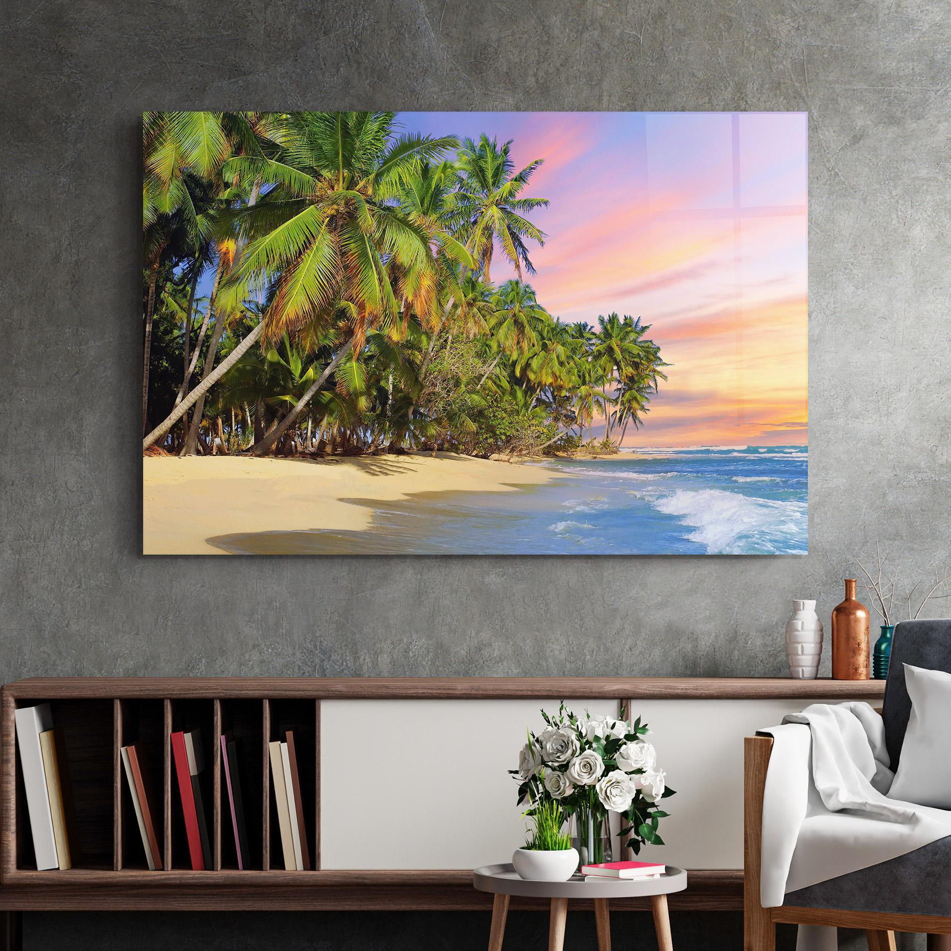 Obraz na Szkle Coconut Tree Sunset mockup 2