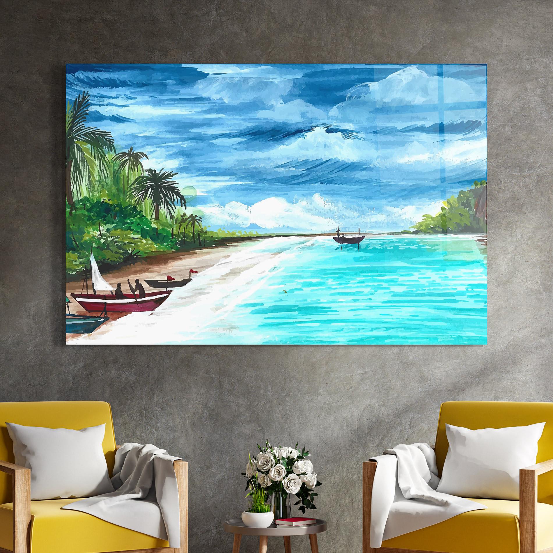 Obraz na Szkle Beach Painting Art mockup 4