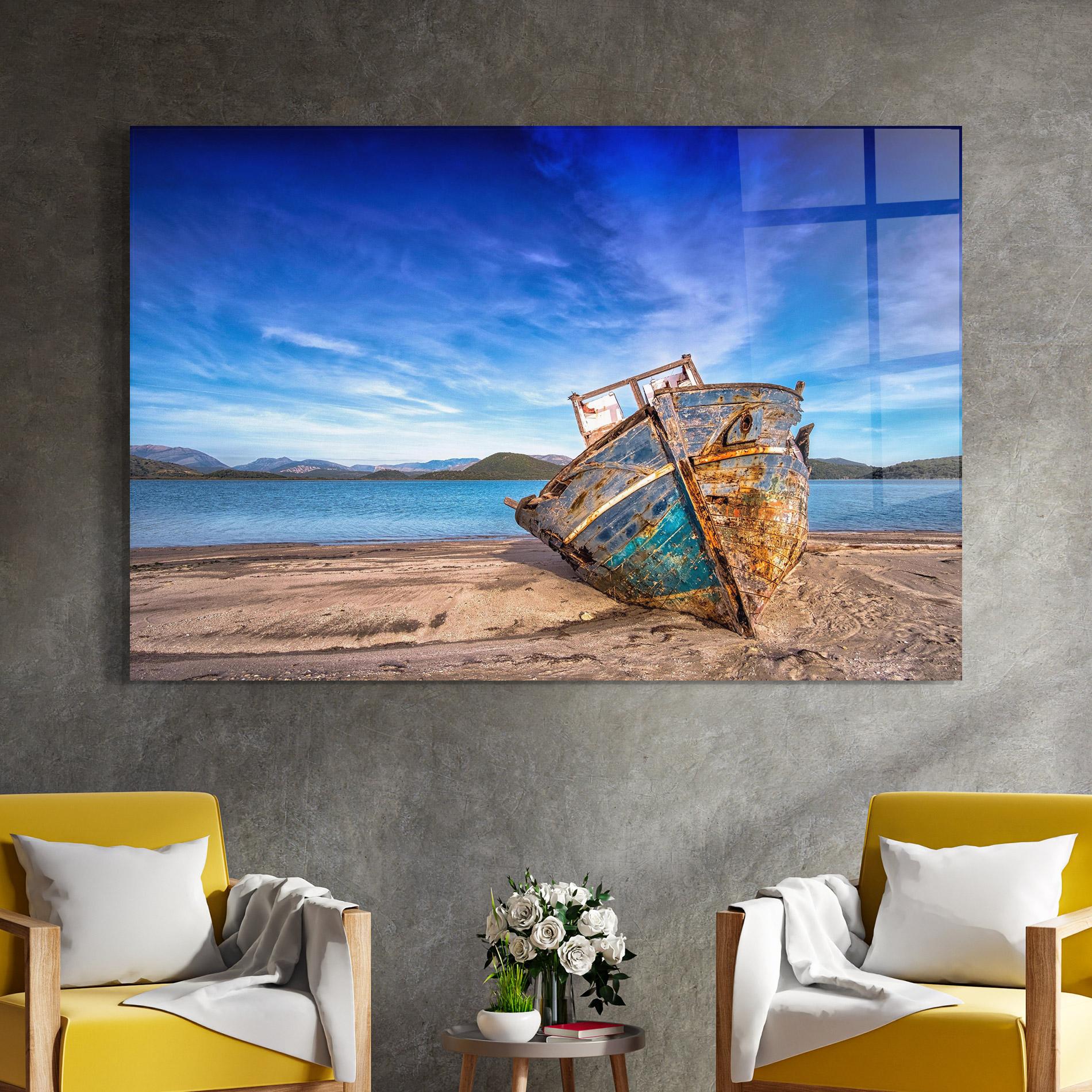 Obraz na Szkle Boat Blue Sky mockup 4