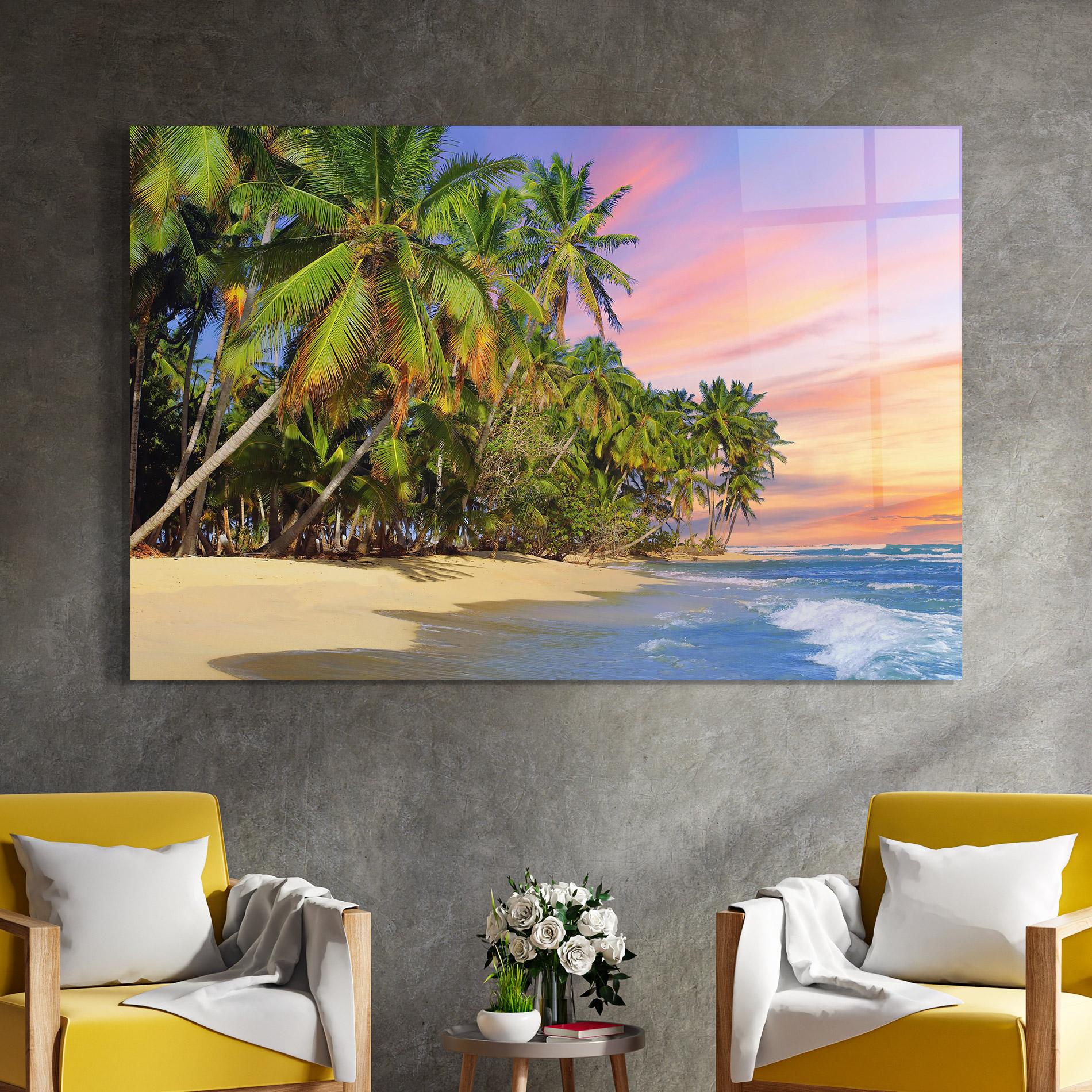 Obraz na Szkle Coconut Tree Sunset mockup 4
