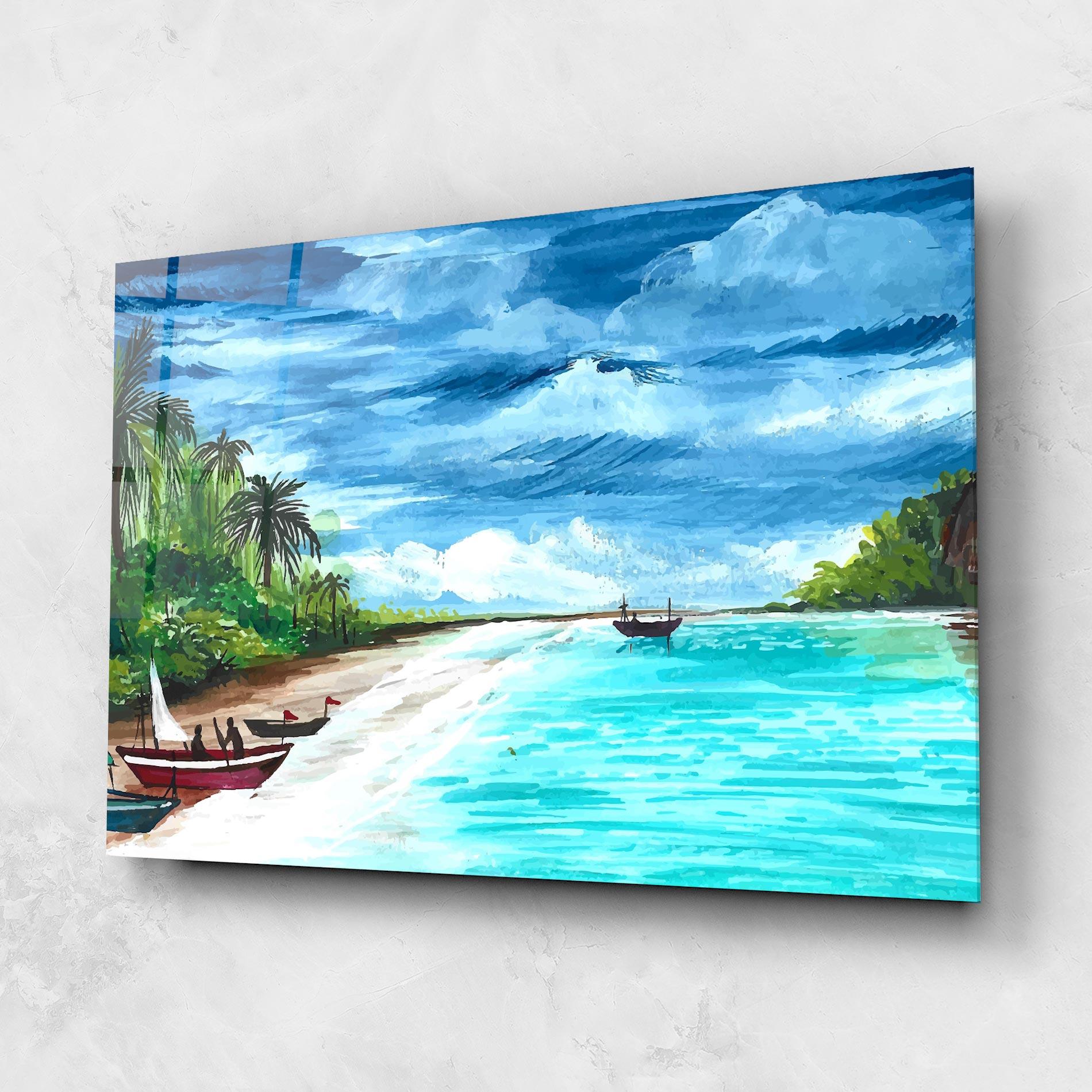 Obraz na Szkle Beach Painting Art mockup 1