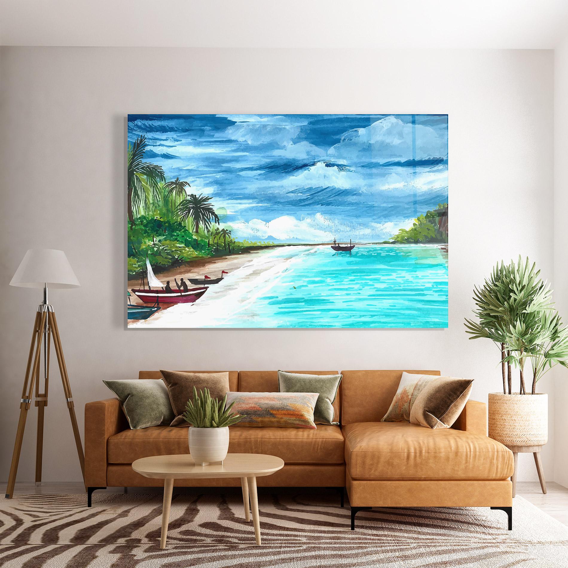Obraz na Szkle Beach Painting Art mockup 7