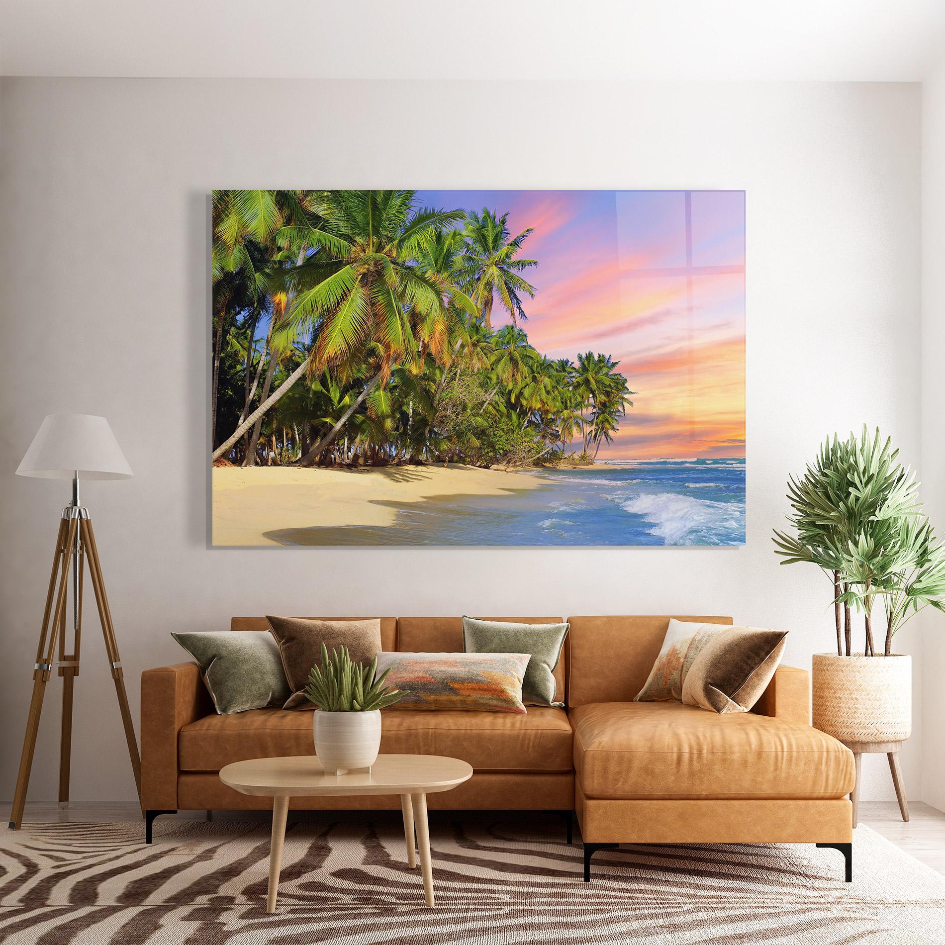Obraz na Szkle Coconut Tree Sunset mockup 7