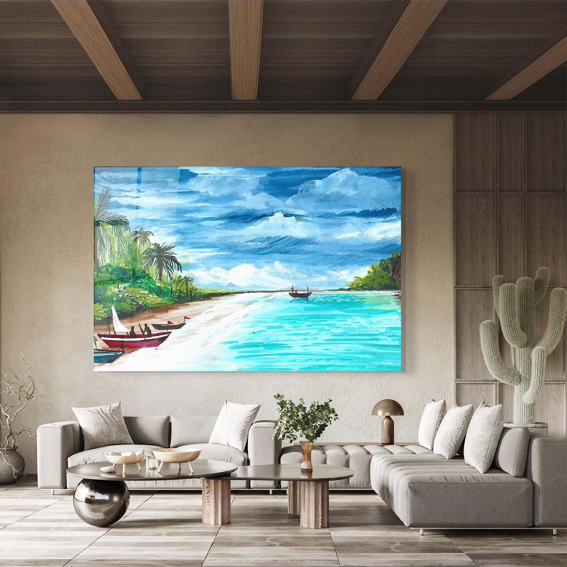 Obraz na Szkle Beach Painting Art mockup 8