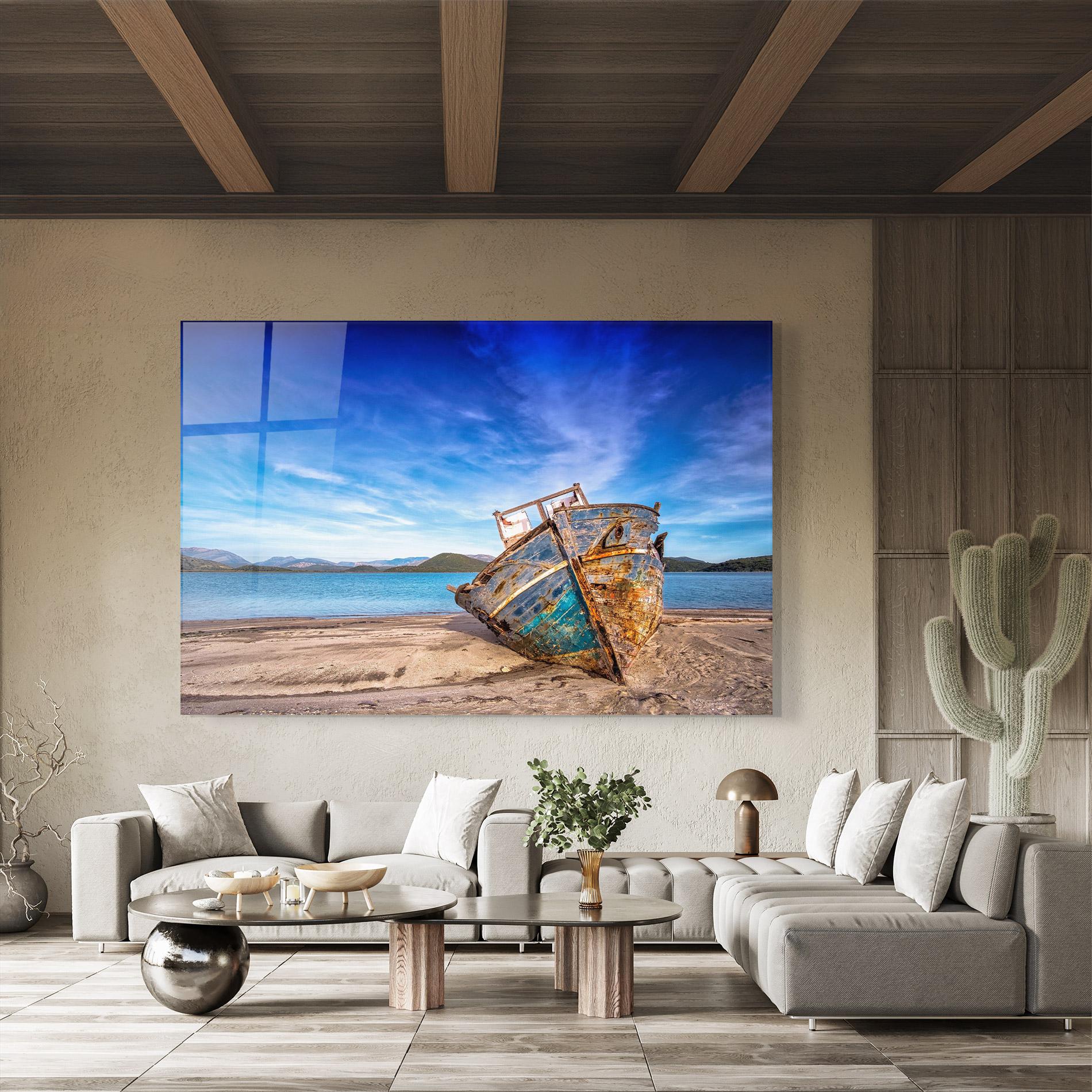 Obraz na Szkle Boat Blue Sky mockup 8