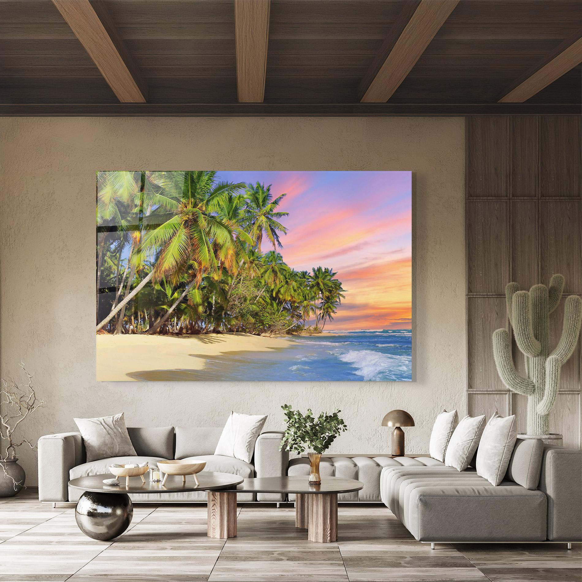 Obraz na Szkle Coconut Tree Sunset mockup 8