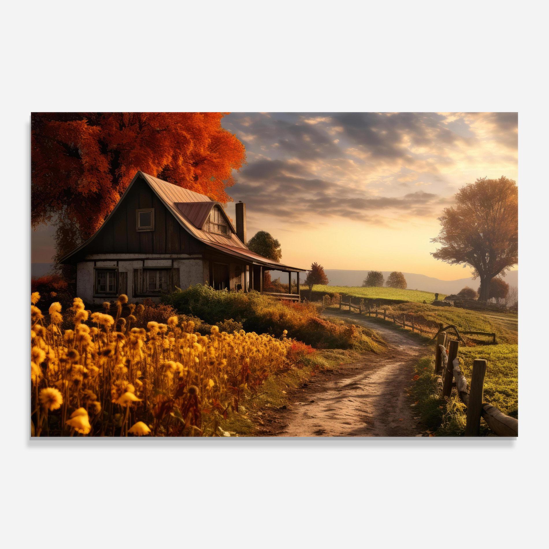 Obraz na Szkle Autumn Farm House mockup 0