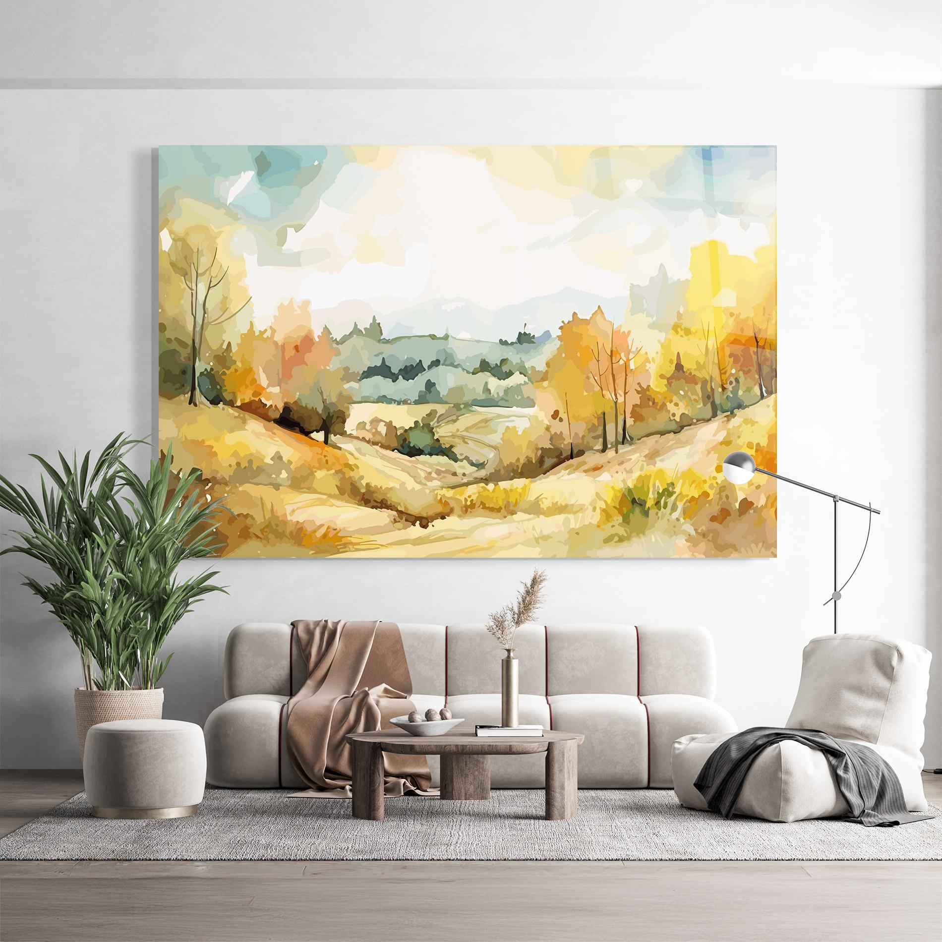 Obraz na Szkle Yellow Rural Trees mockup 9