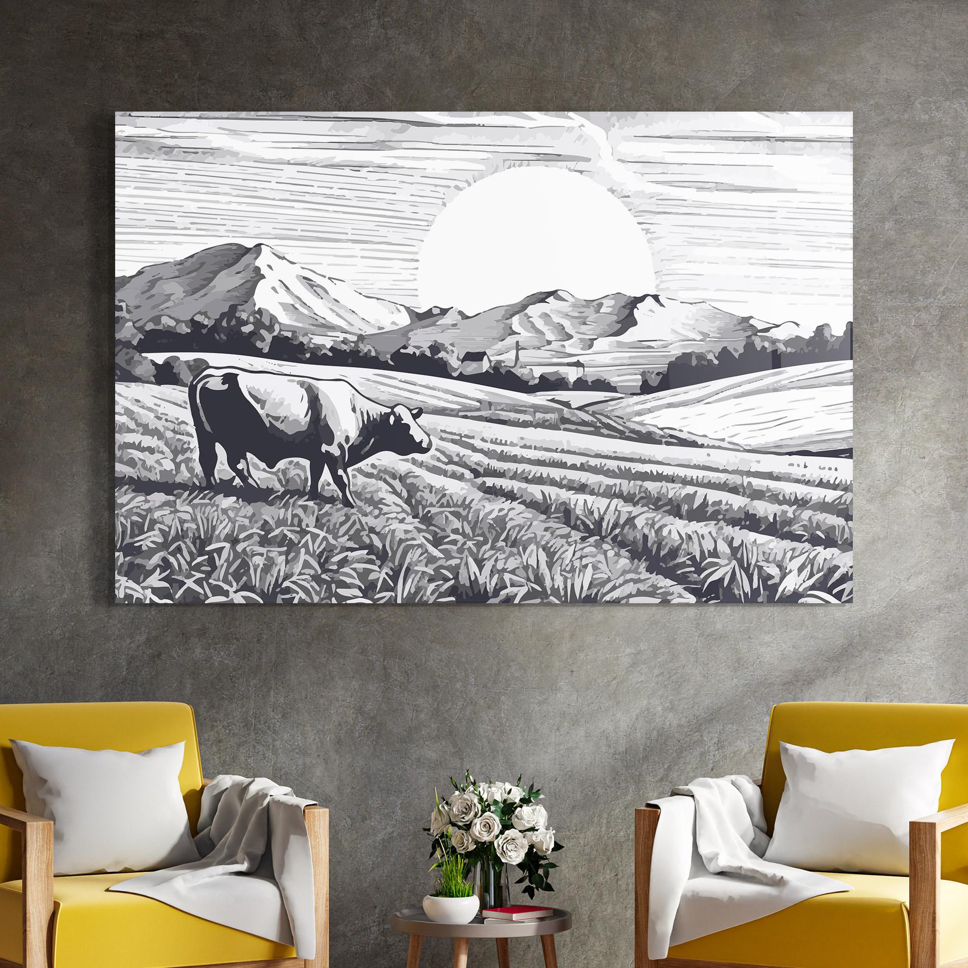 Obraz na Szkle Cow Grey Ink mockup 4