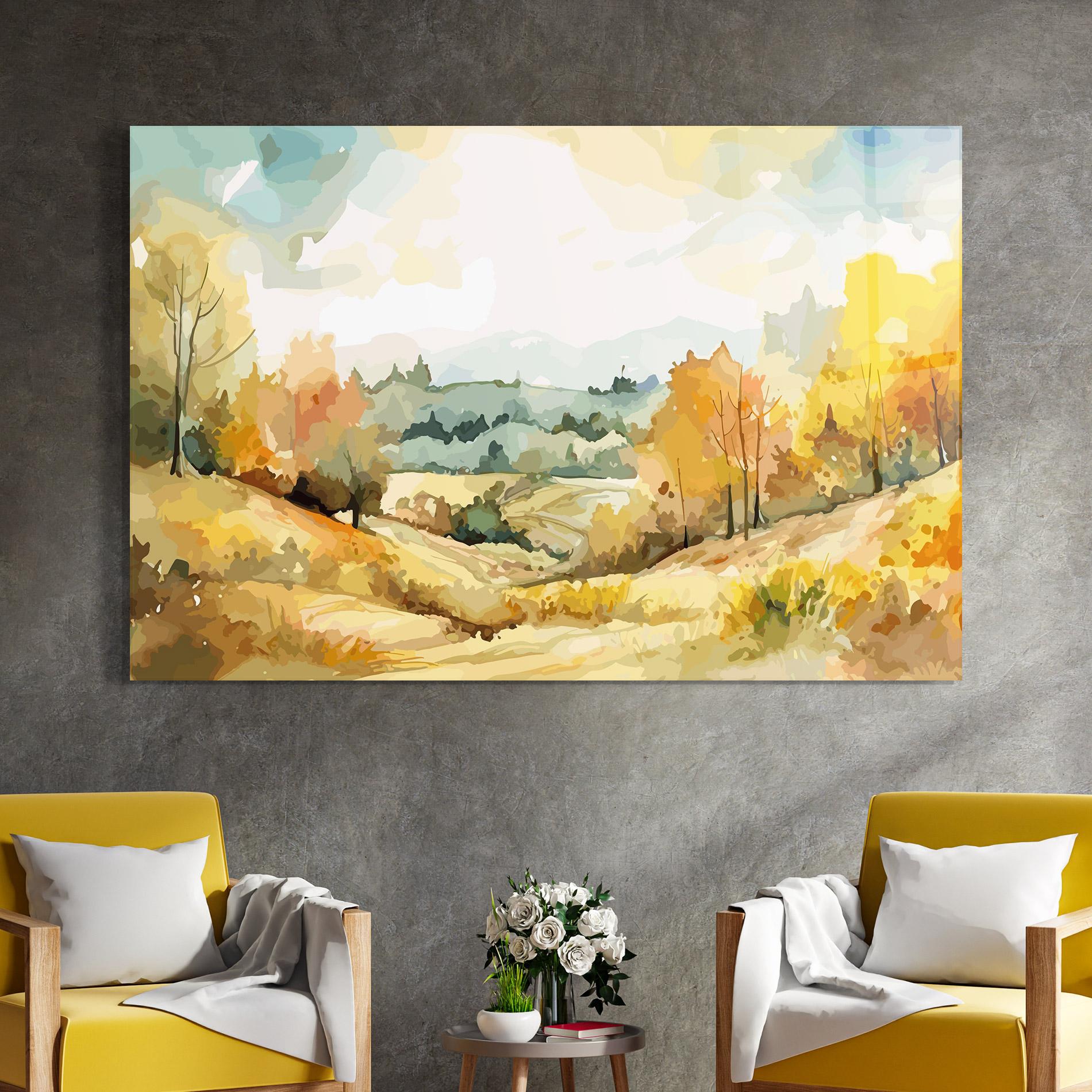 Obraz na Szkle Yellow Rural Trees mockup 4