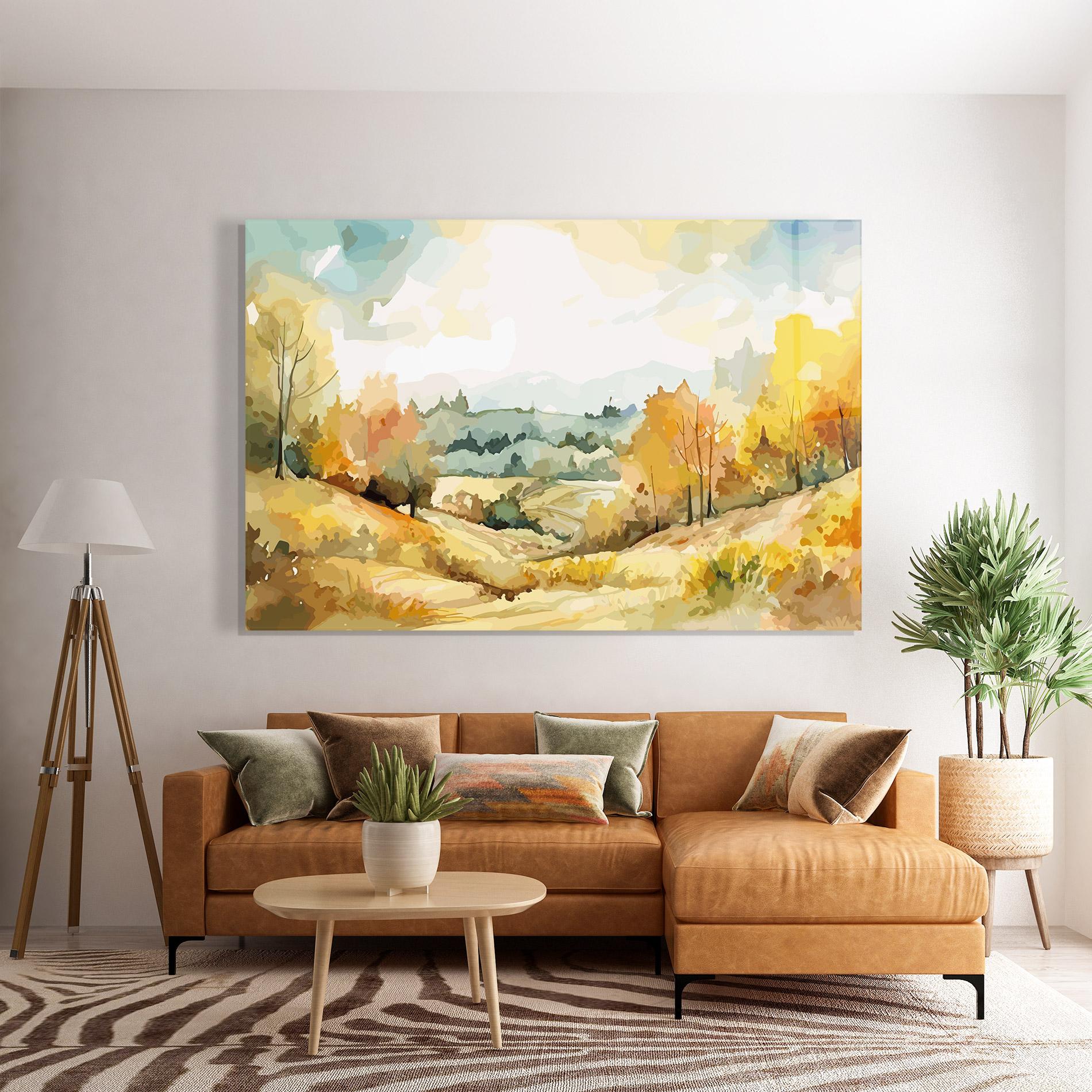 Obraz na Szkle Yellow Rural Trees mockup 7