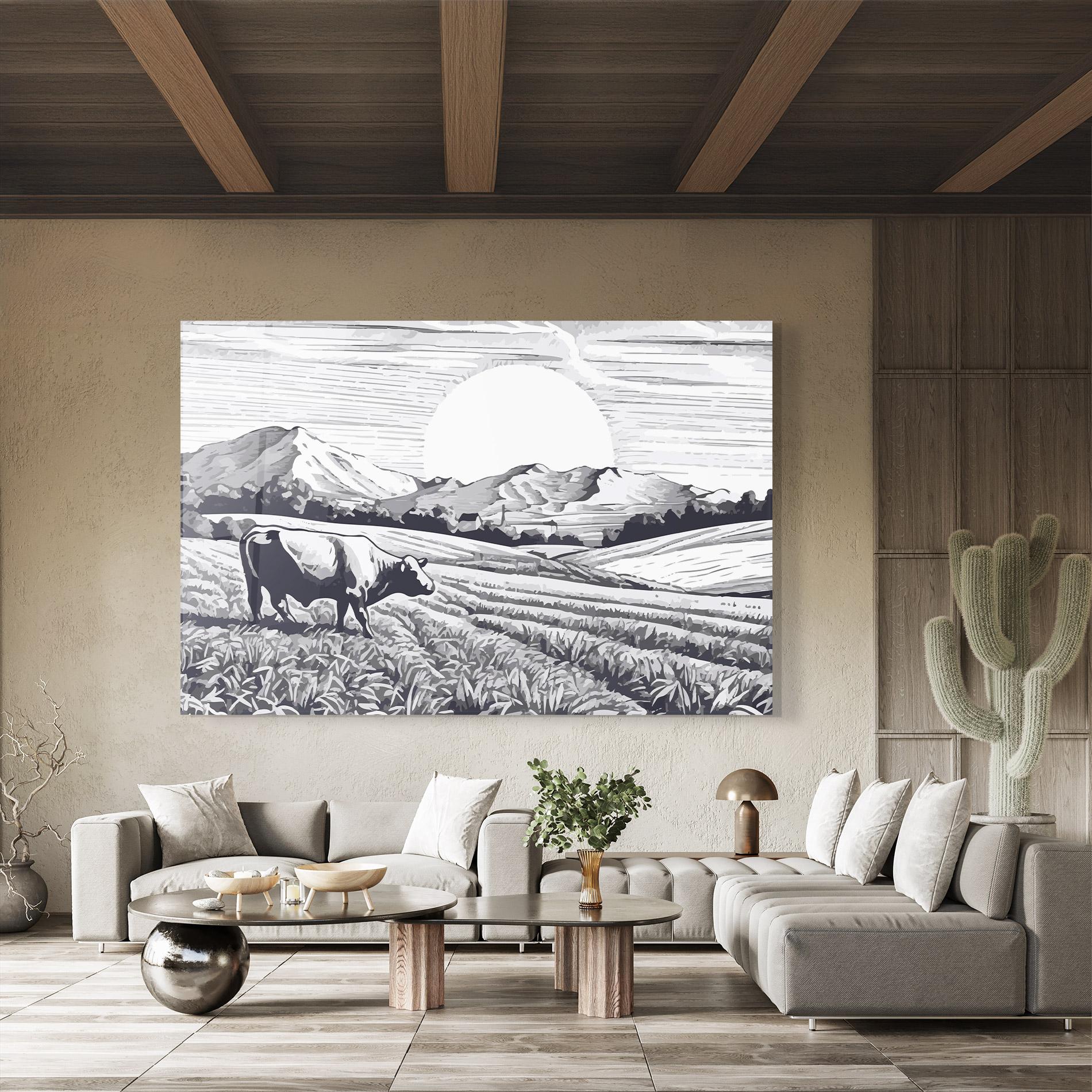 Obraz na Szkle Cow Grey Ink mockup 8