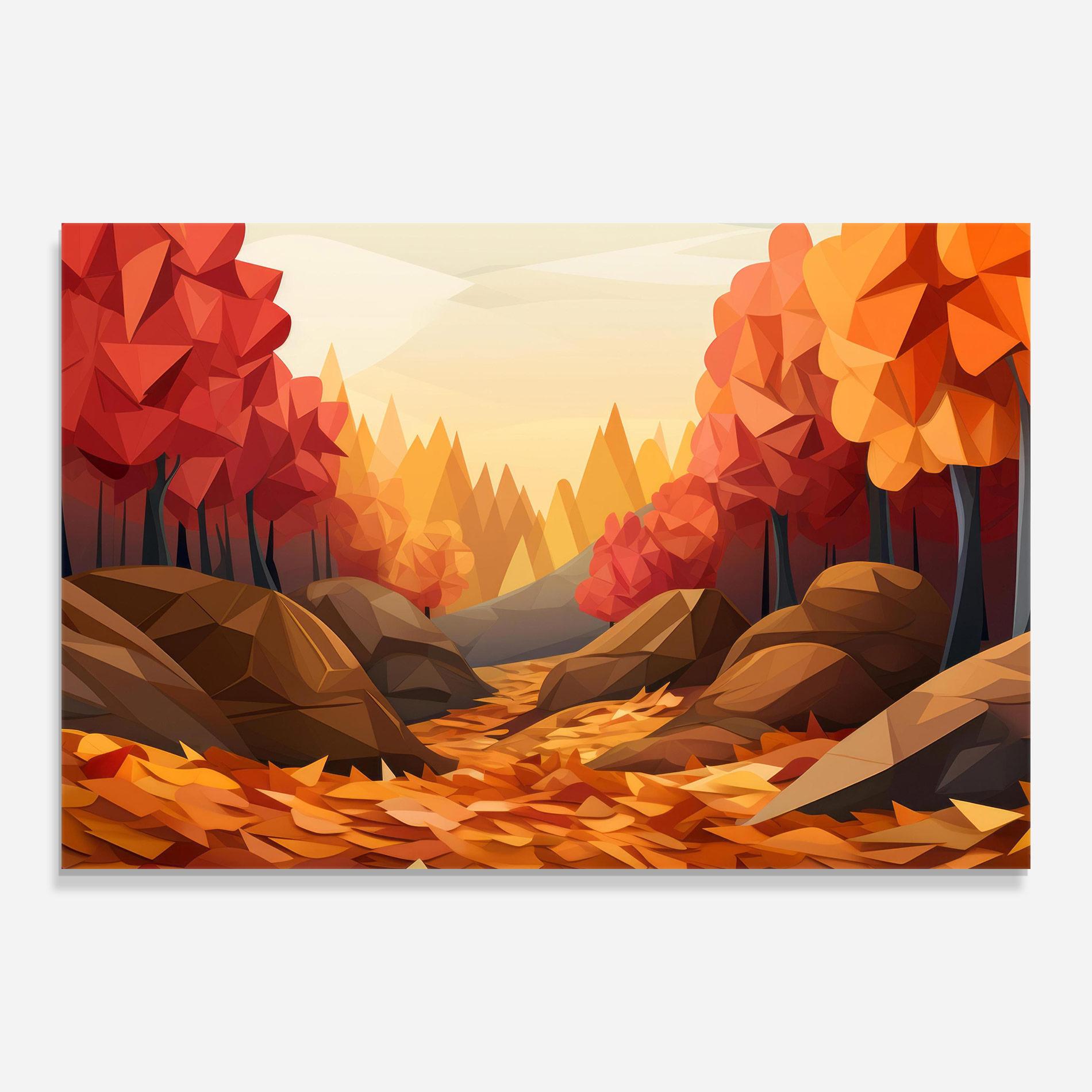 Obraz na Szkle Autumn Orange Forest mockup 0