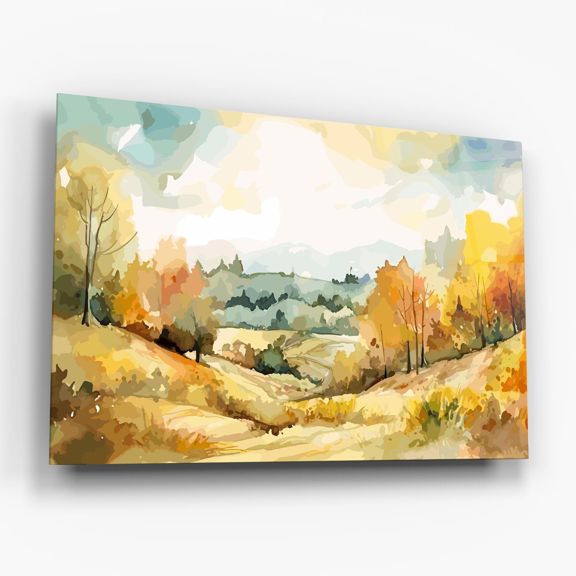 Obraz na Szkle Green Yellow Autumn mockup 6