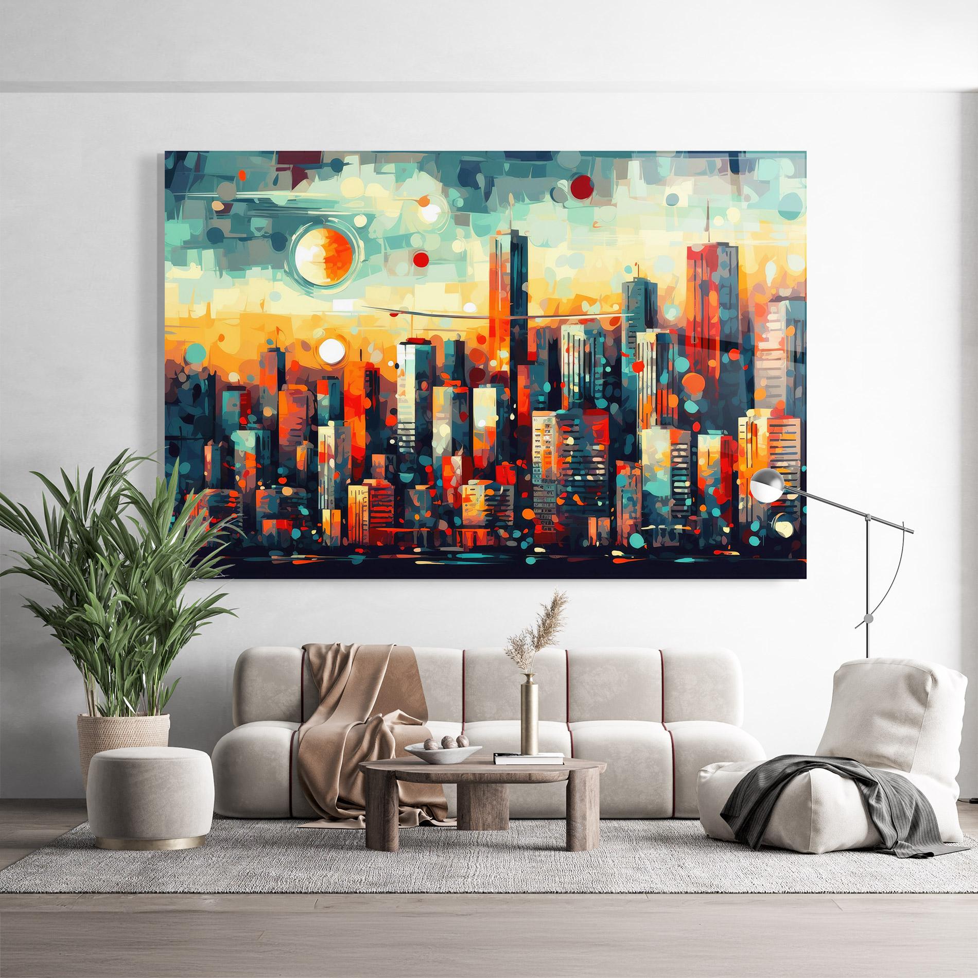 Obraz na Szkle Colorful City Painting mockup 9