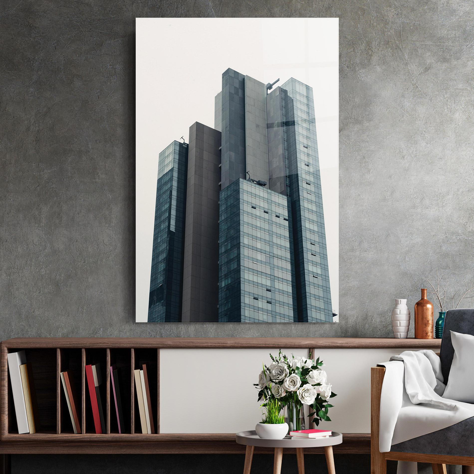 Obraz na Szkle Blue High Building mockup 2