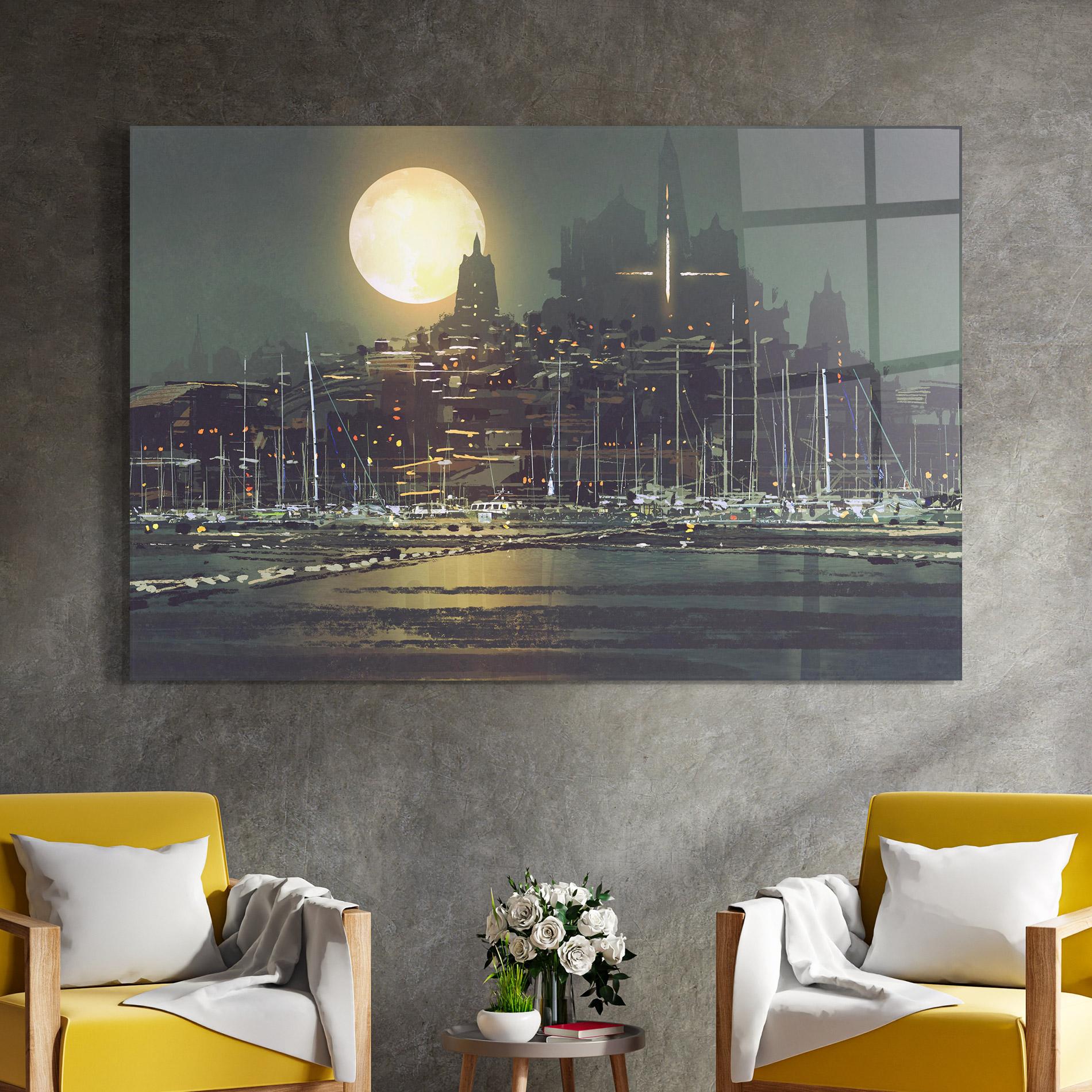 Obraz na Szkle City Port mockup 4