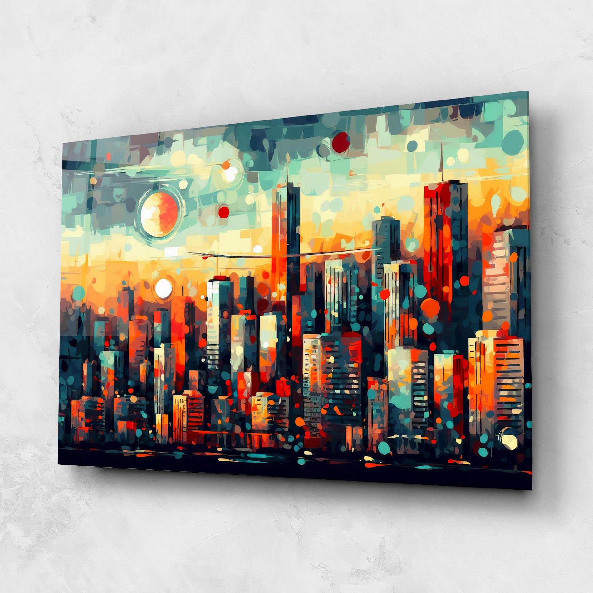 Obraz na Szkle Colorful City Painting mockup 1