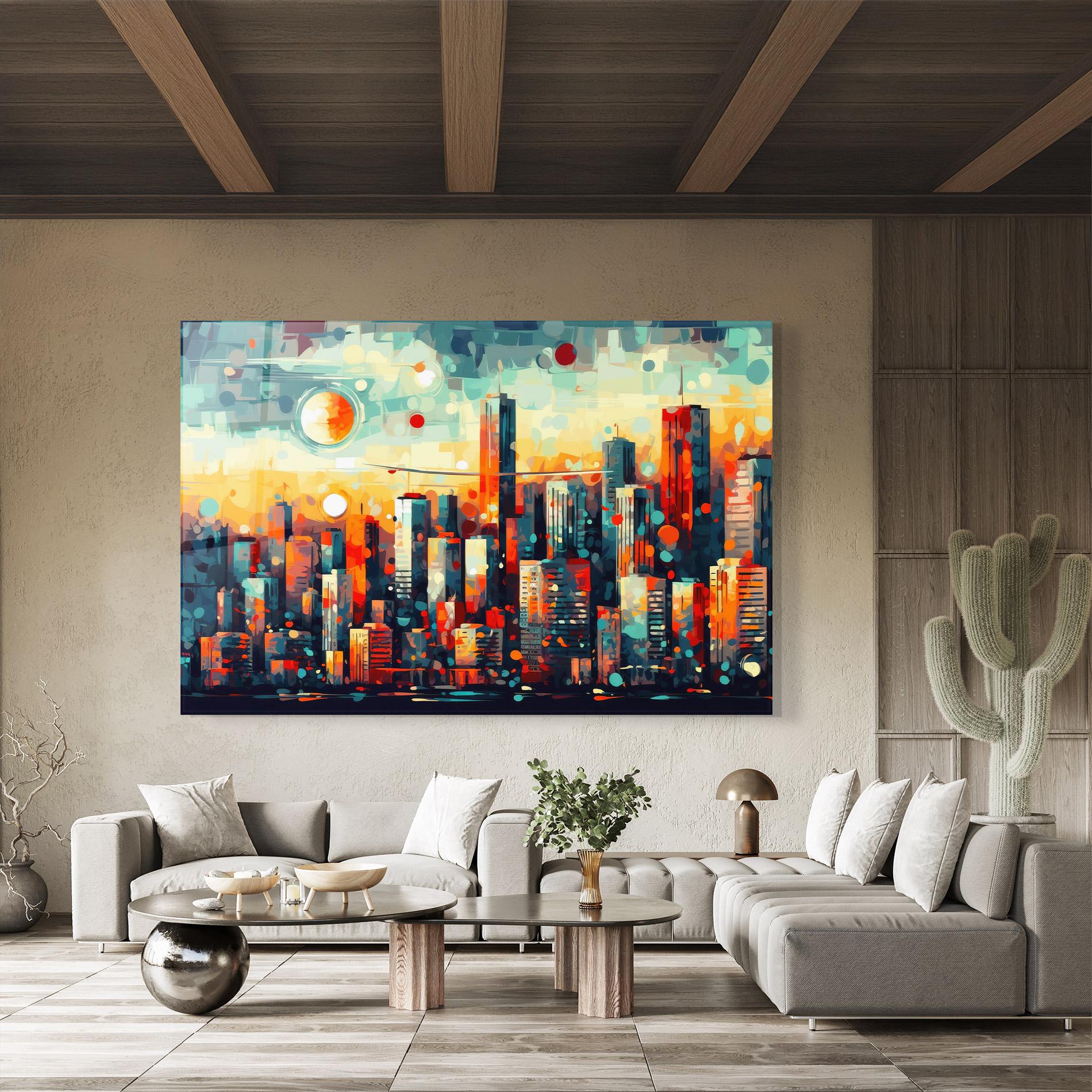 Obraz na Szkle Colorful City Painting mockup 8