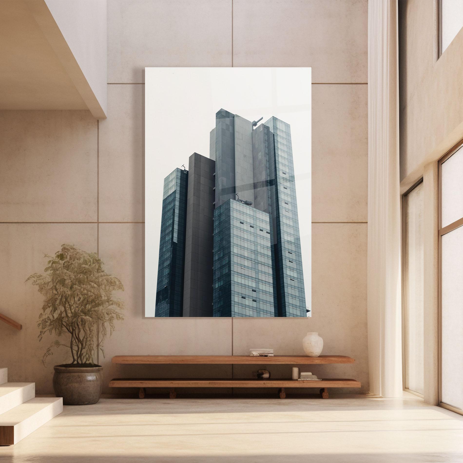 Obraz na Szkle Blue High Building mockup 8
