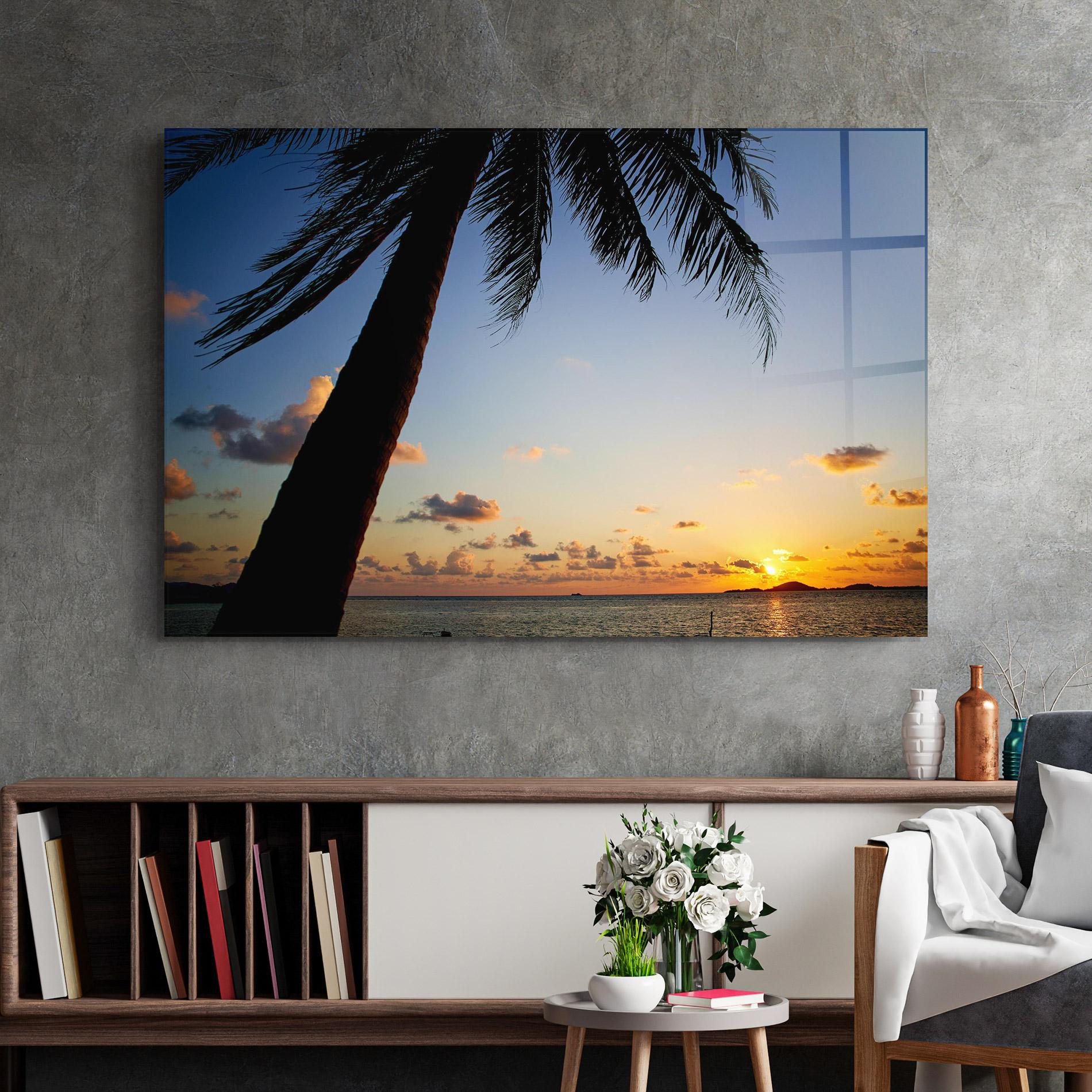 Obraz na Szkle Palm Tree Silhouette mockup 2