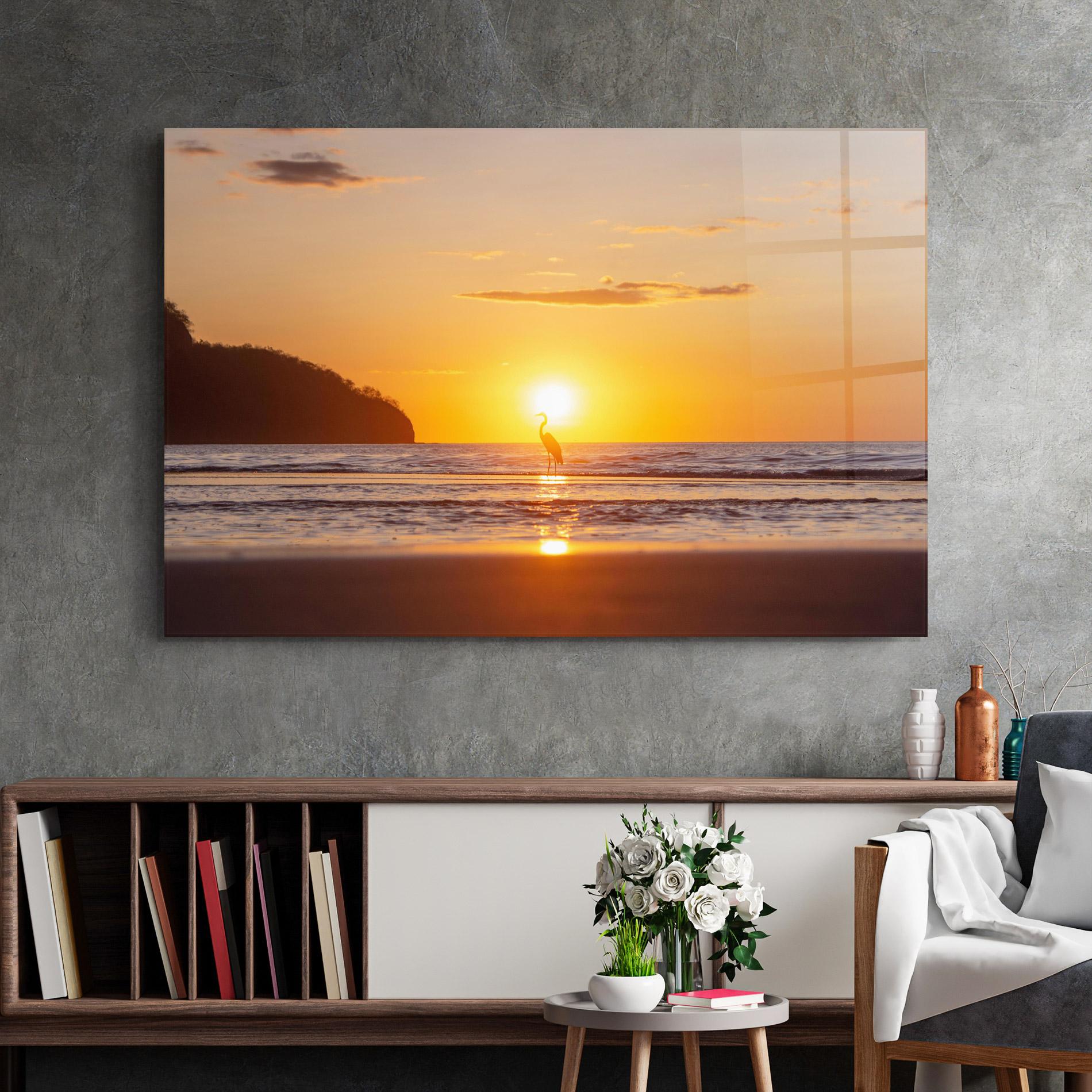 Obraz na Szkle Sunset Bird Silhouette mockup 2