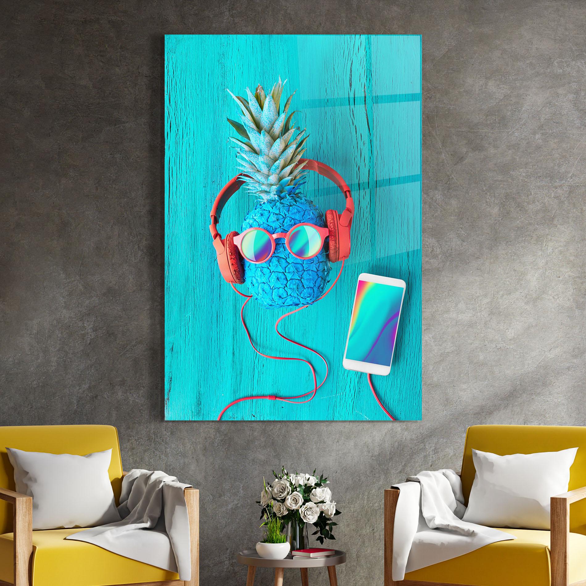 Obraz na Szkle Blue Pineapple mockup 4