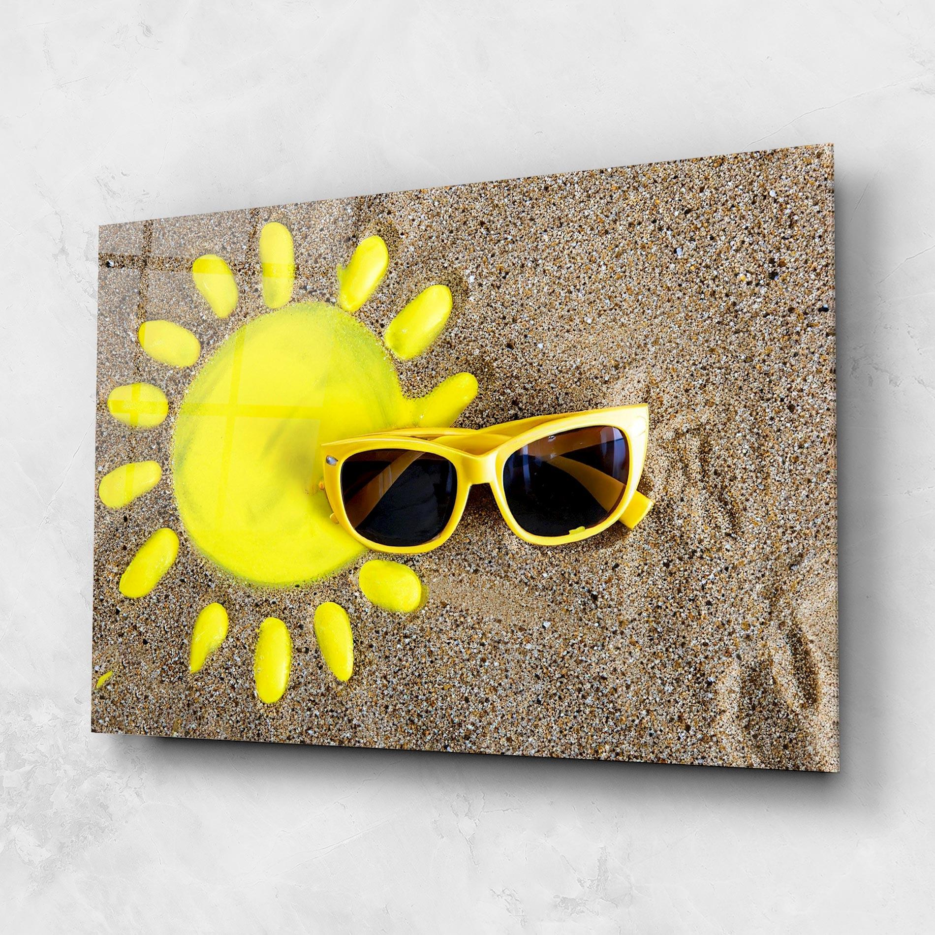Obraz na Szkle Yellow Summer Glasses mockup 1