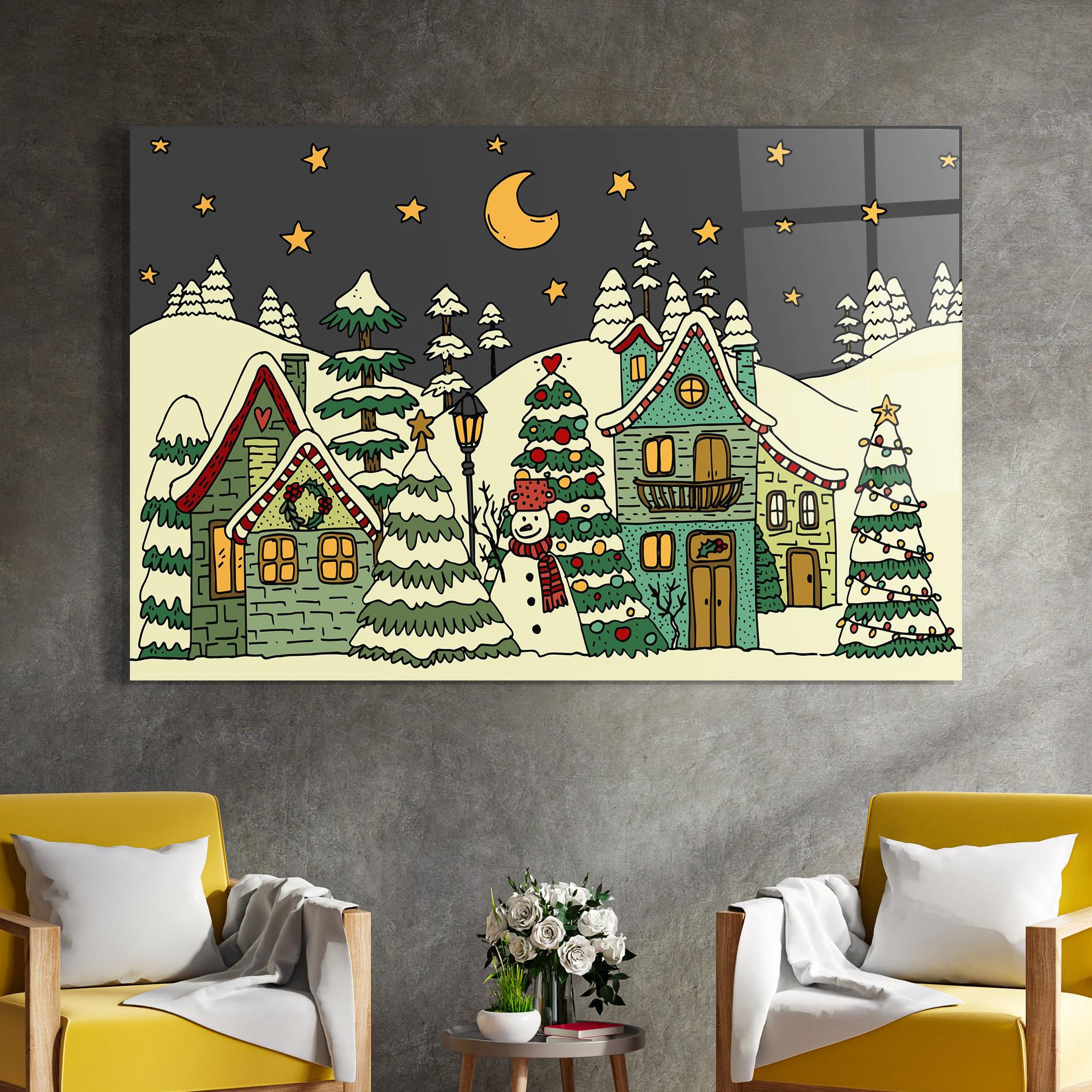 Obraz na Szkle House With Snow mockup 4