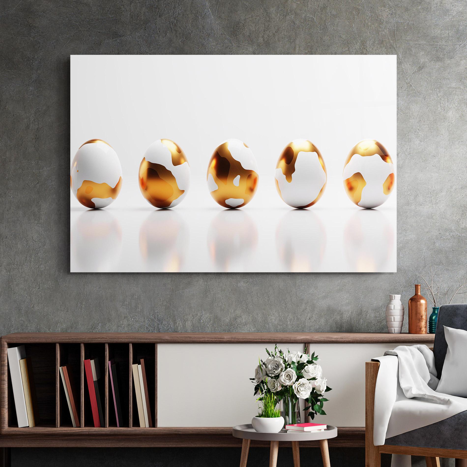 Obraz na Szkle Golden Shiny Eggs mockup 2