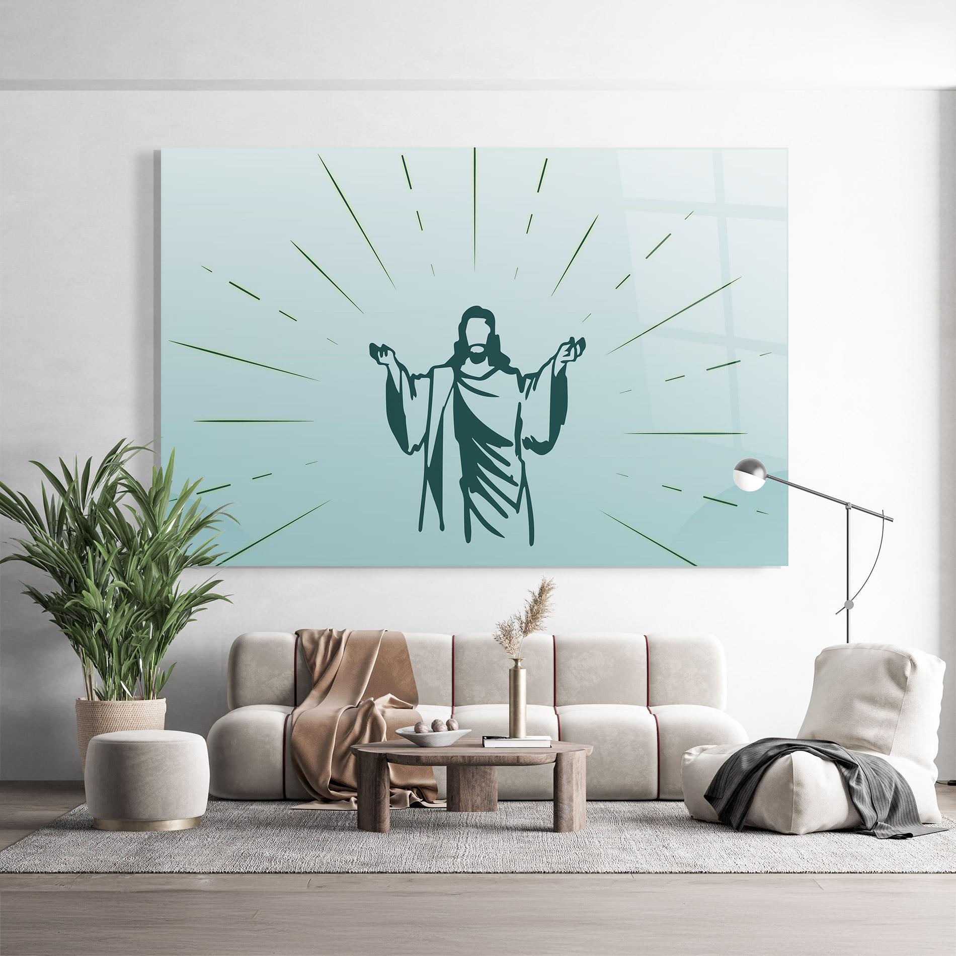 Obraz na Szkle Blue Art Jesus mockup 9