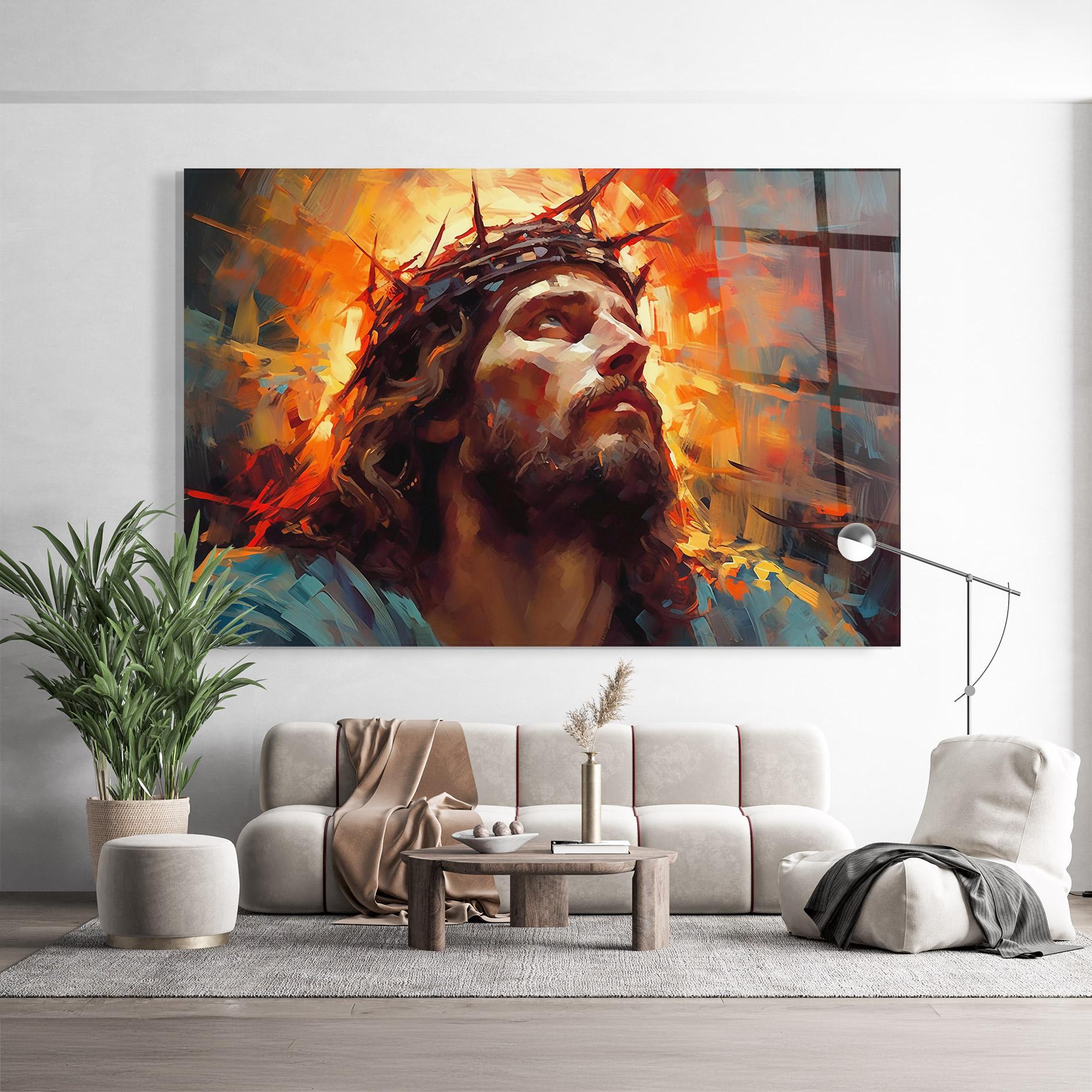 Obraz na Szkle Jesus Crown Light mockup 9