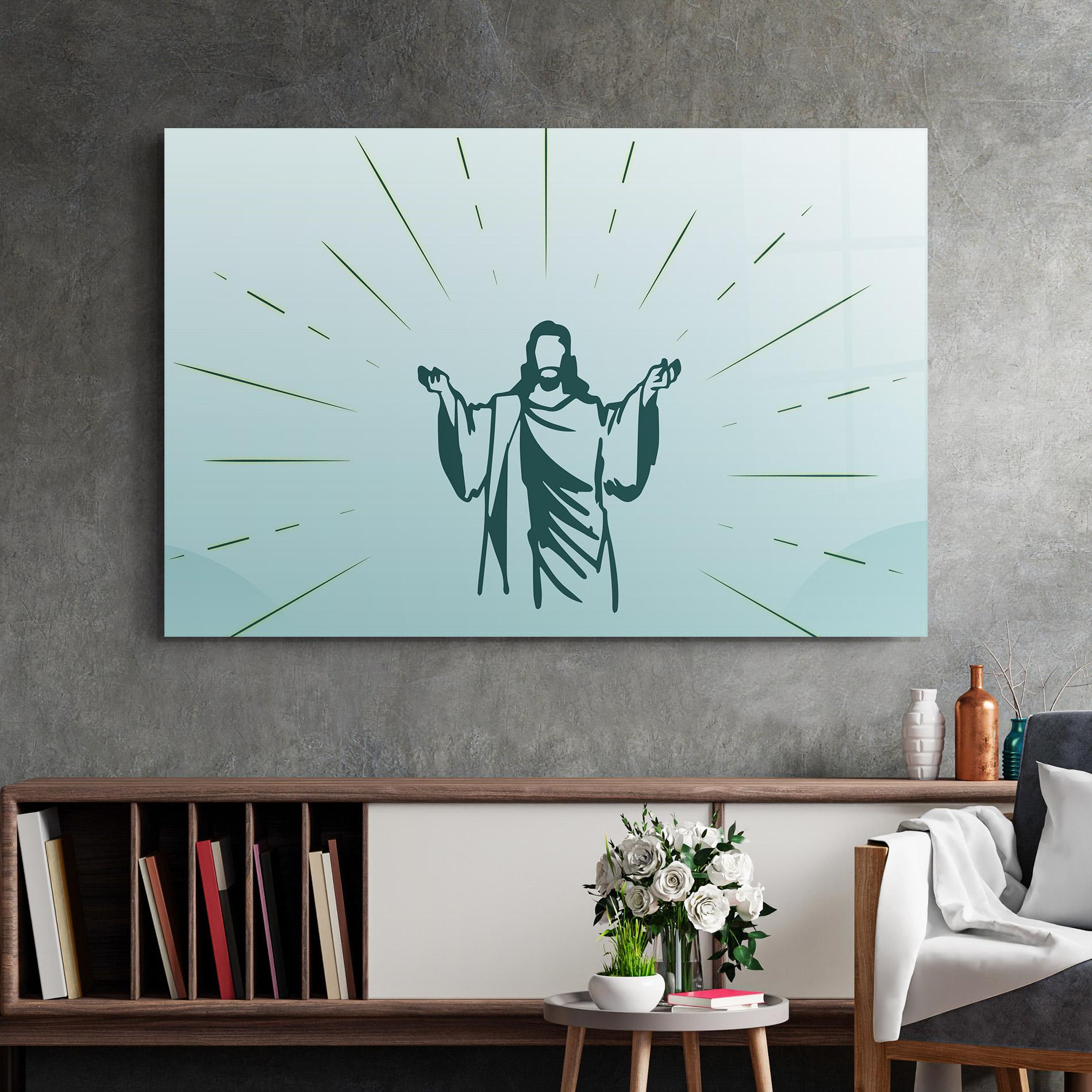Obraz na Szkle Blue Art Jesus mockup 2
