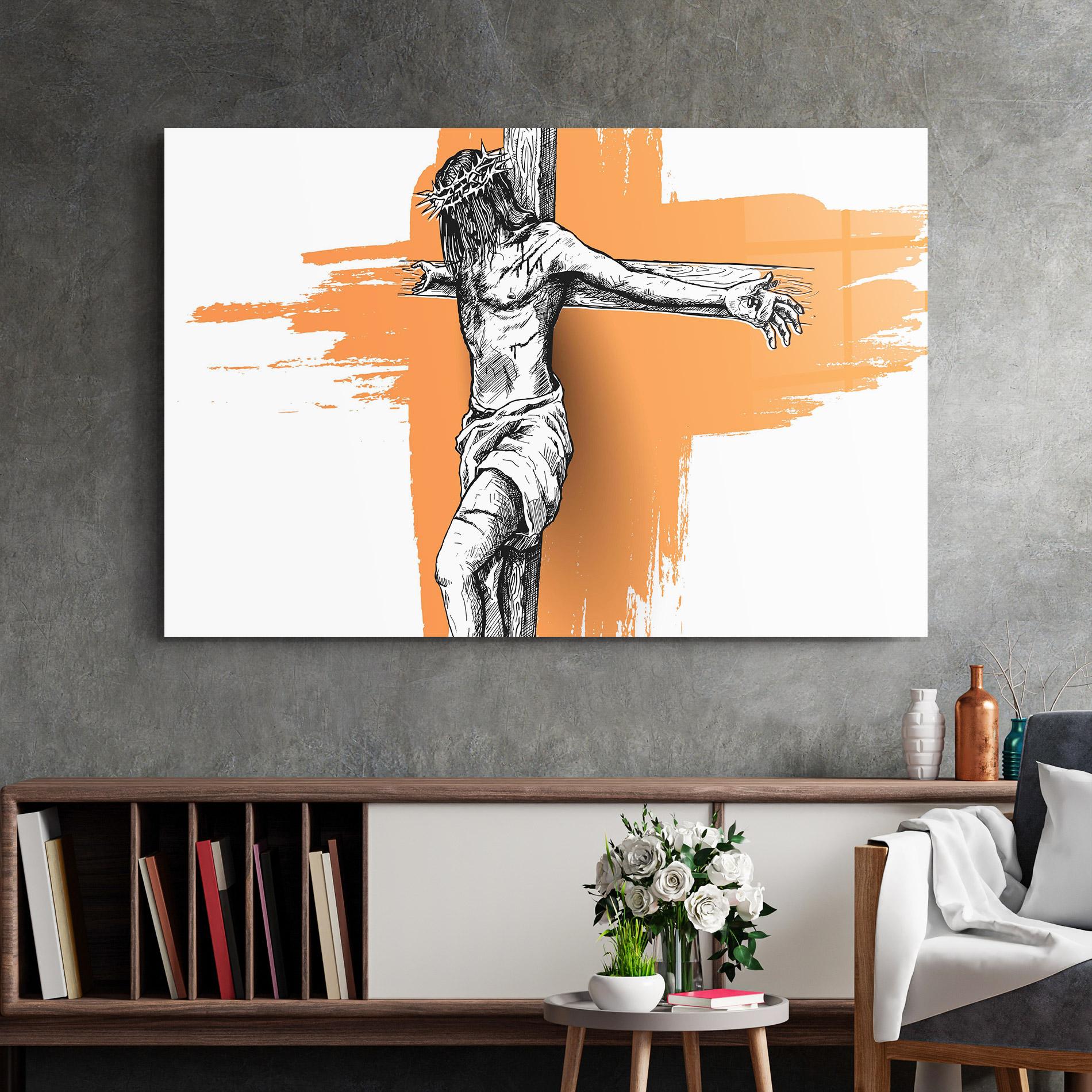 Obraz na Szkle Orange Art Jesus mockup 2