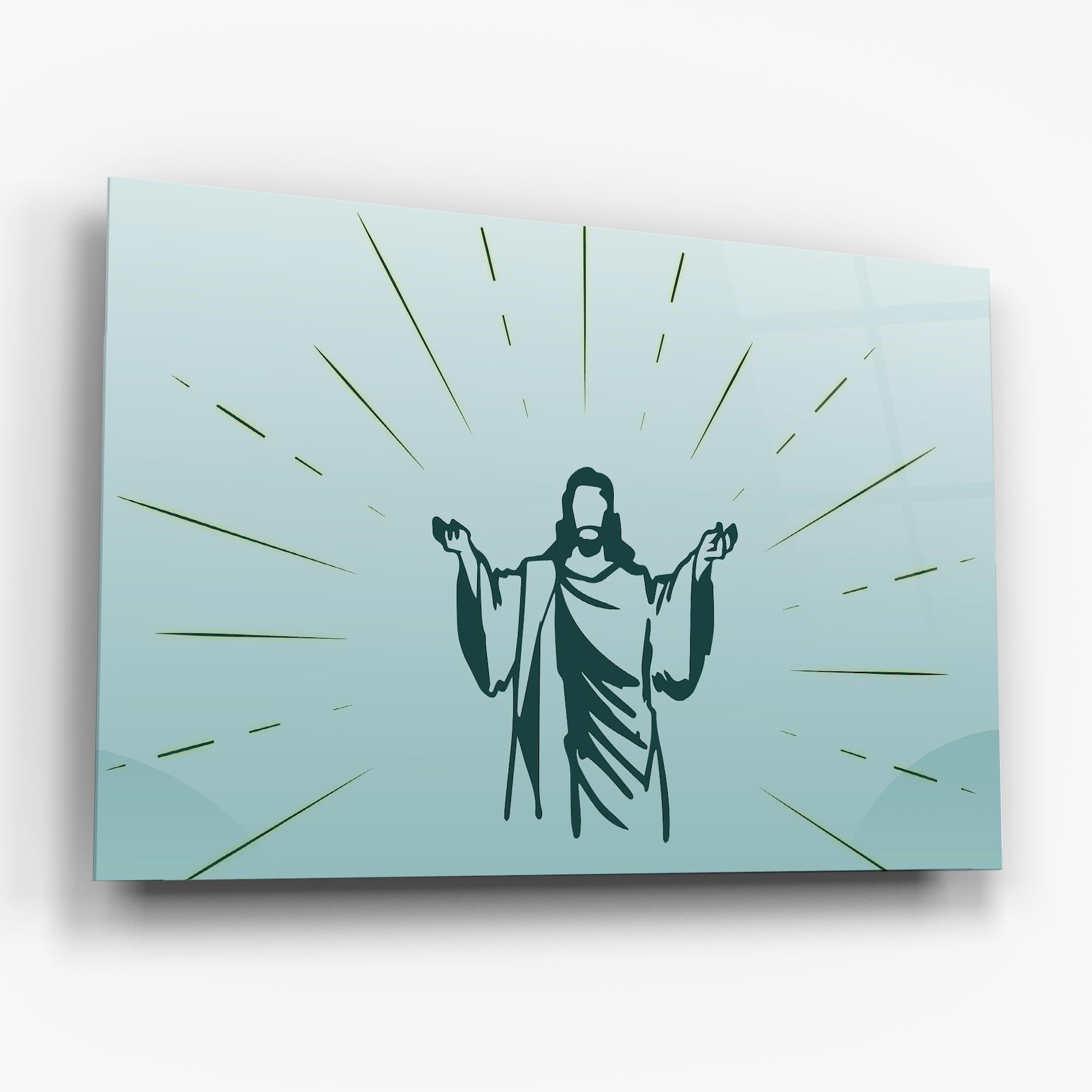 Obraz na Szkle Blue Art Jesus mockup 6