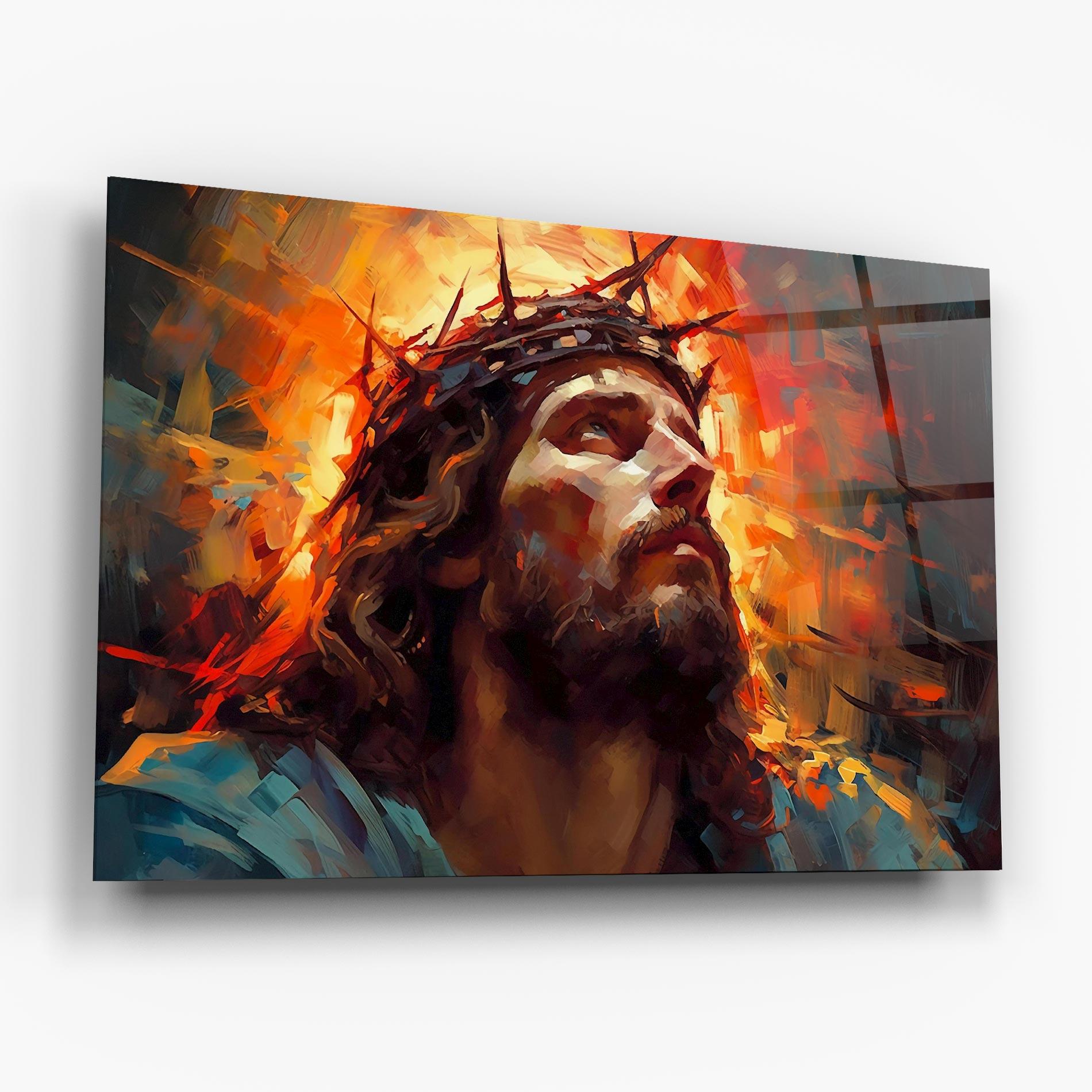 Obraz na Szkle Jesus Crown Light mockup 6