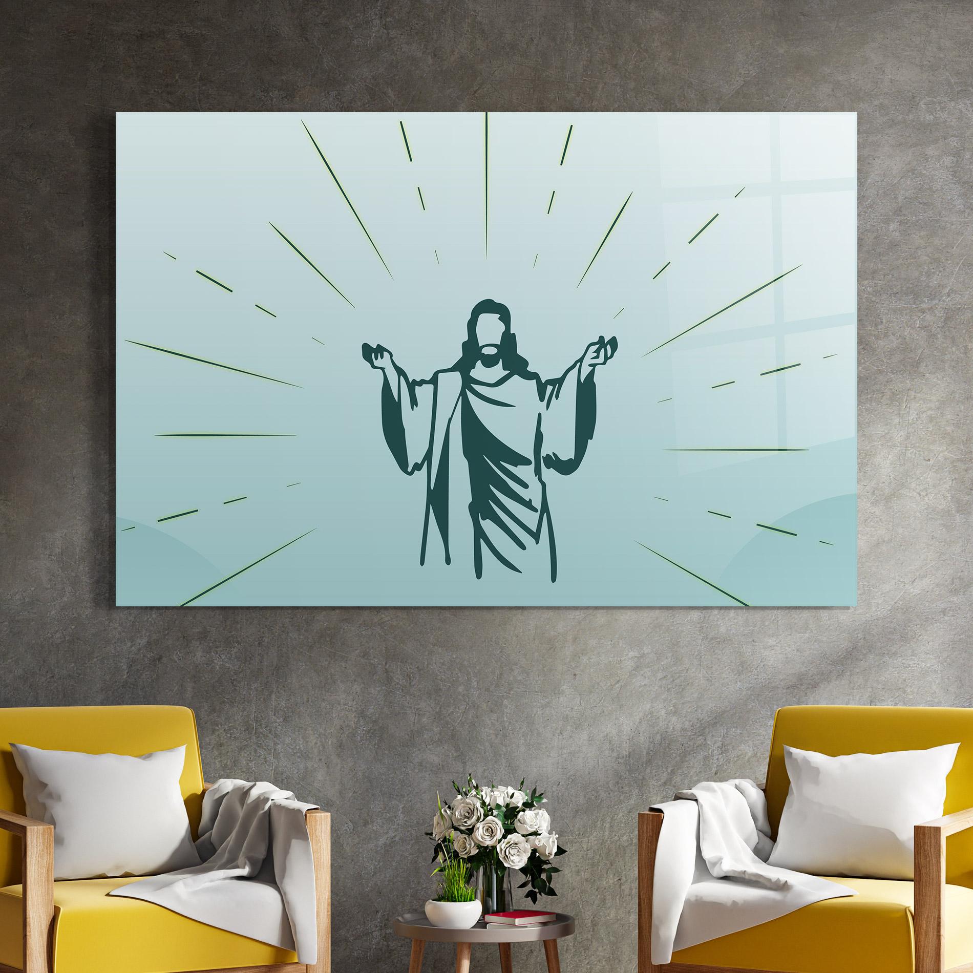 Obraz na Szkle Blue Art Jesus mockup 4