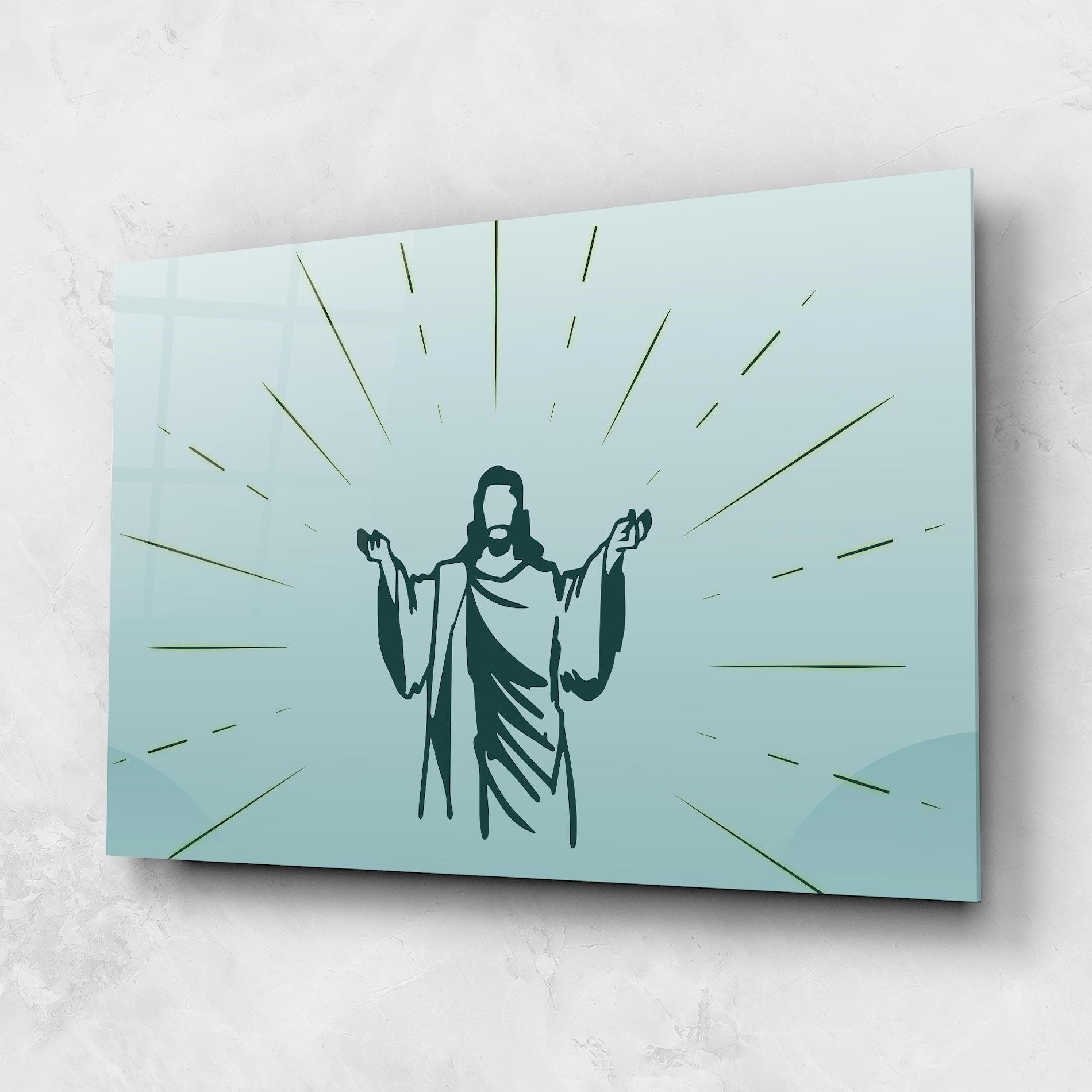 Obraz na Szkle Blue Art Jesus mockup 1