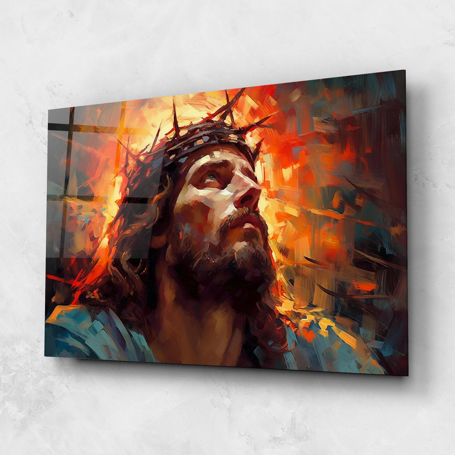 Obraz na Szkle Jesus Crown Light mockup 1