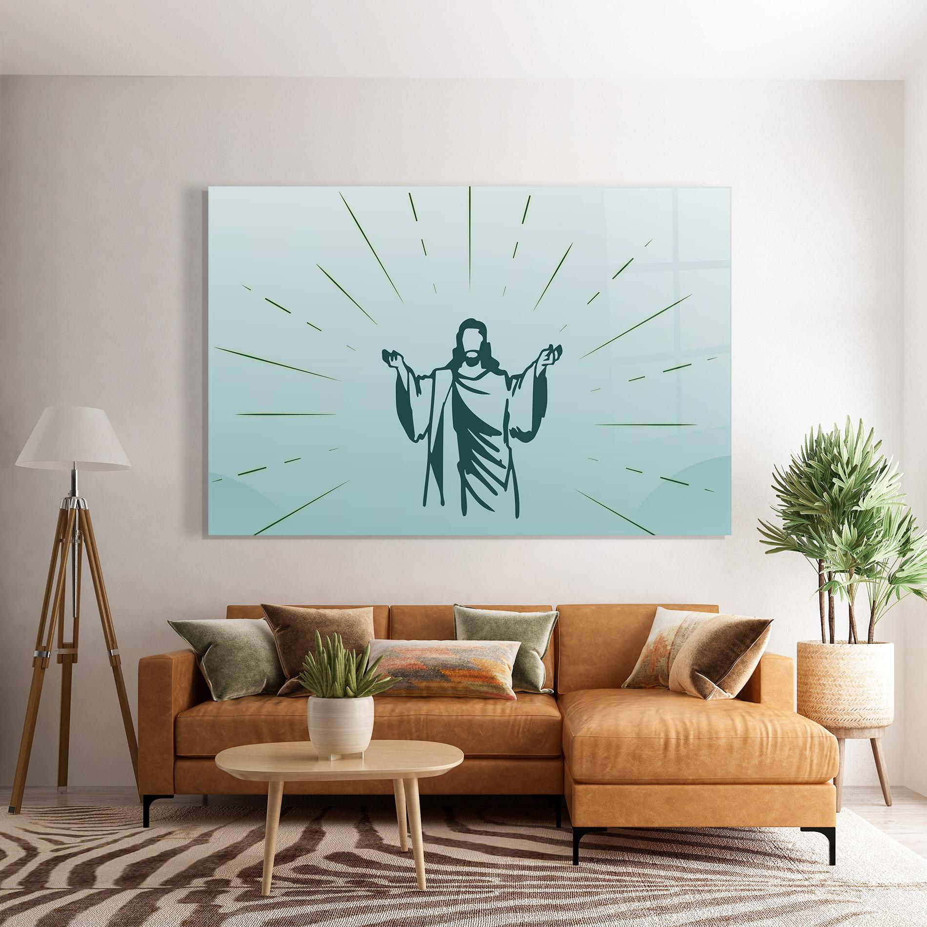 Obraz na Szkle Blue Art Jesus mockup 7