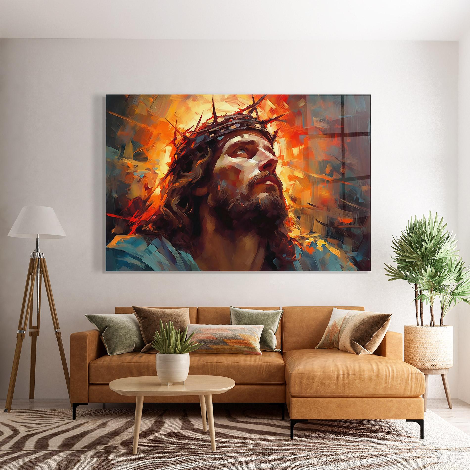 Obraz na Szkle Jesus Crown Light mockup 7