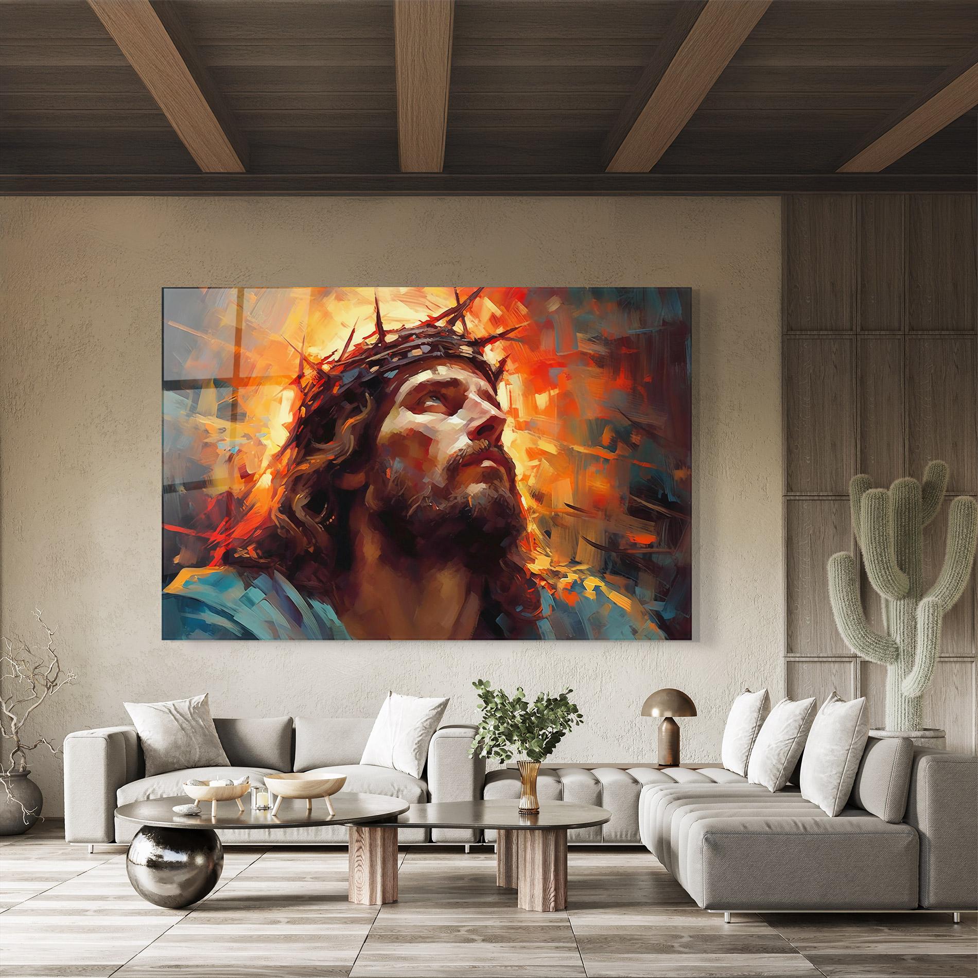 Obraz na Szkle Jesus Crown Light mockup 8